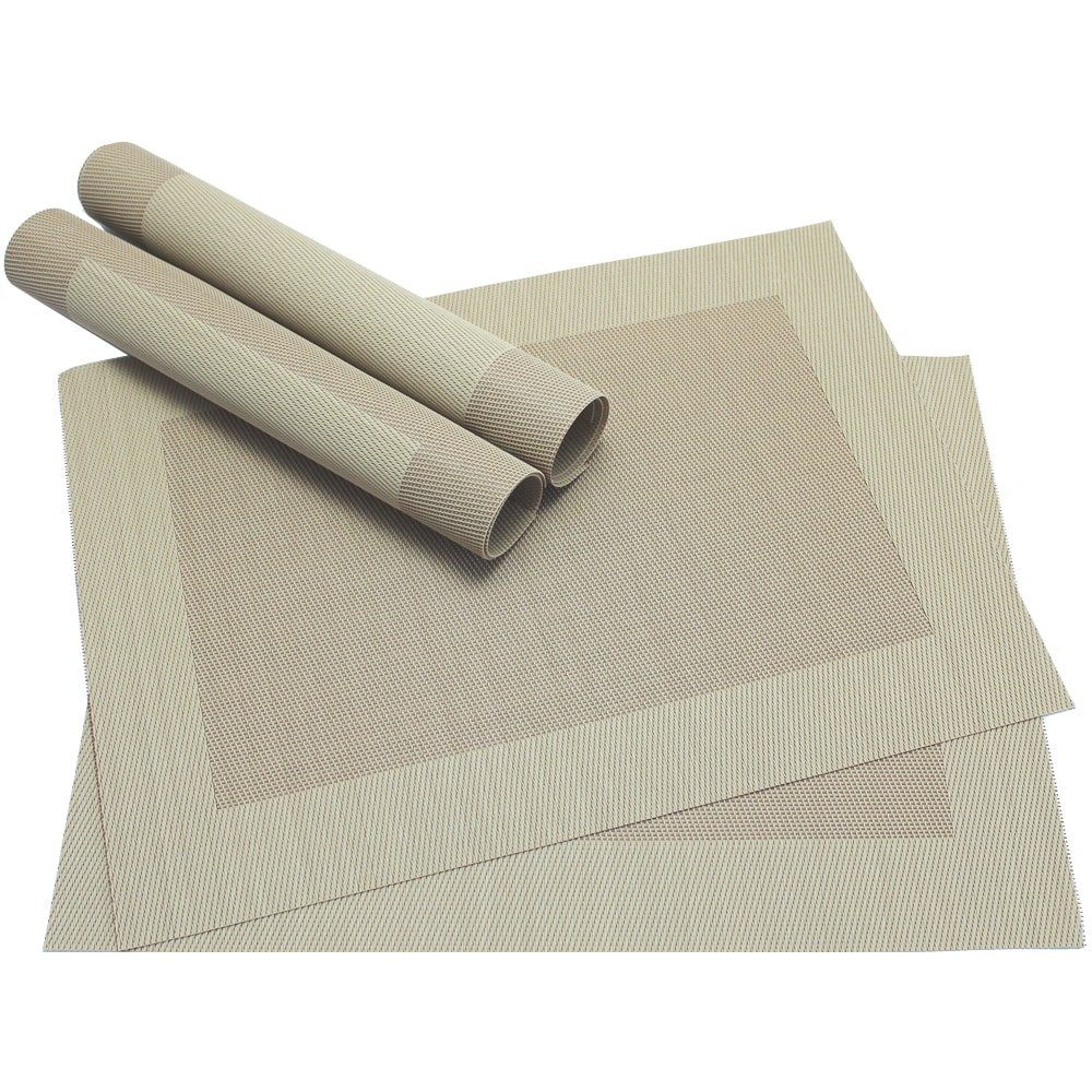 matches21 HOME & HOBBY Platzset Tischset BORDA 8er Beige Tischunterlage als Tischdeko, (4-St), modernes Esstisch Platzdeckchen als abwaschbarer Tischuntersetzer