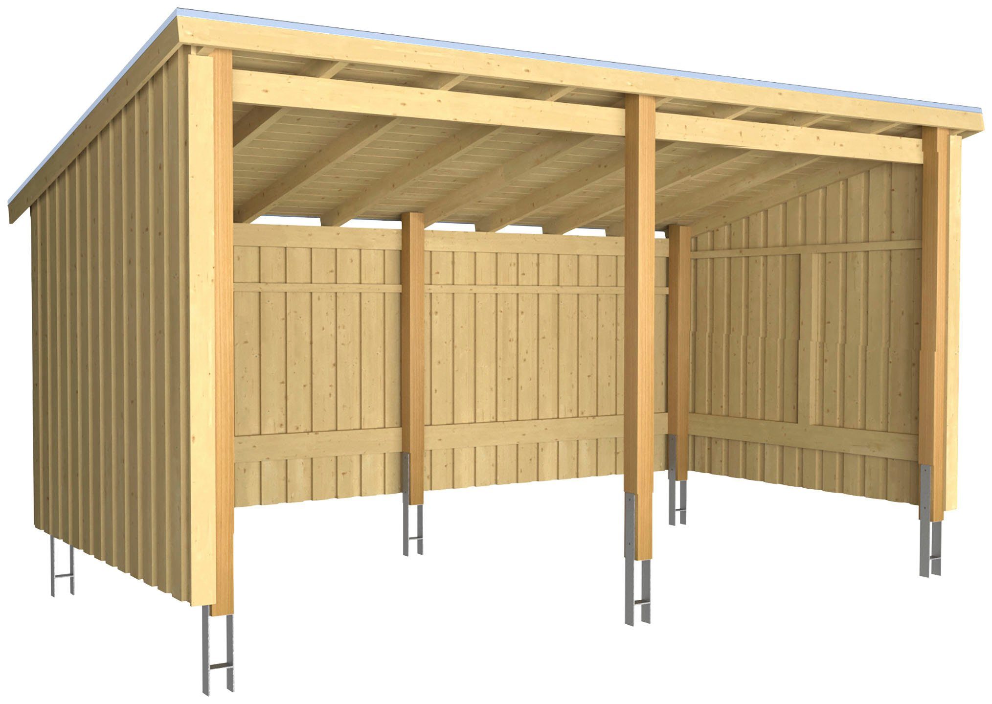 PLUS Gartenhaus Nordic Multi, BxT: 218x432 cm, (Packung), Gartenhaus 9,5 m², 2 Module, inkl. Dachpappe/Aluleisten/H-Füße