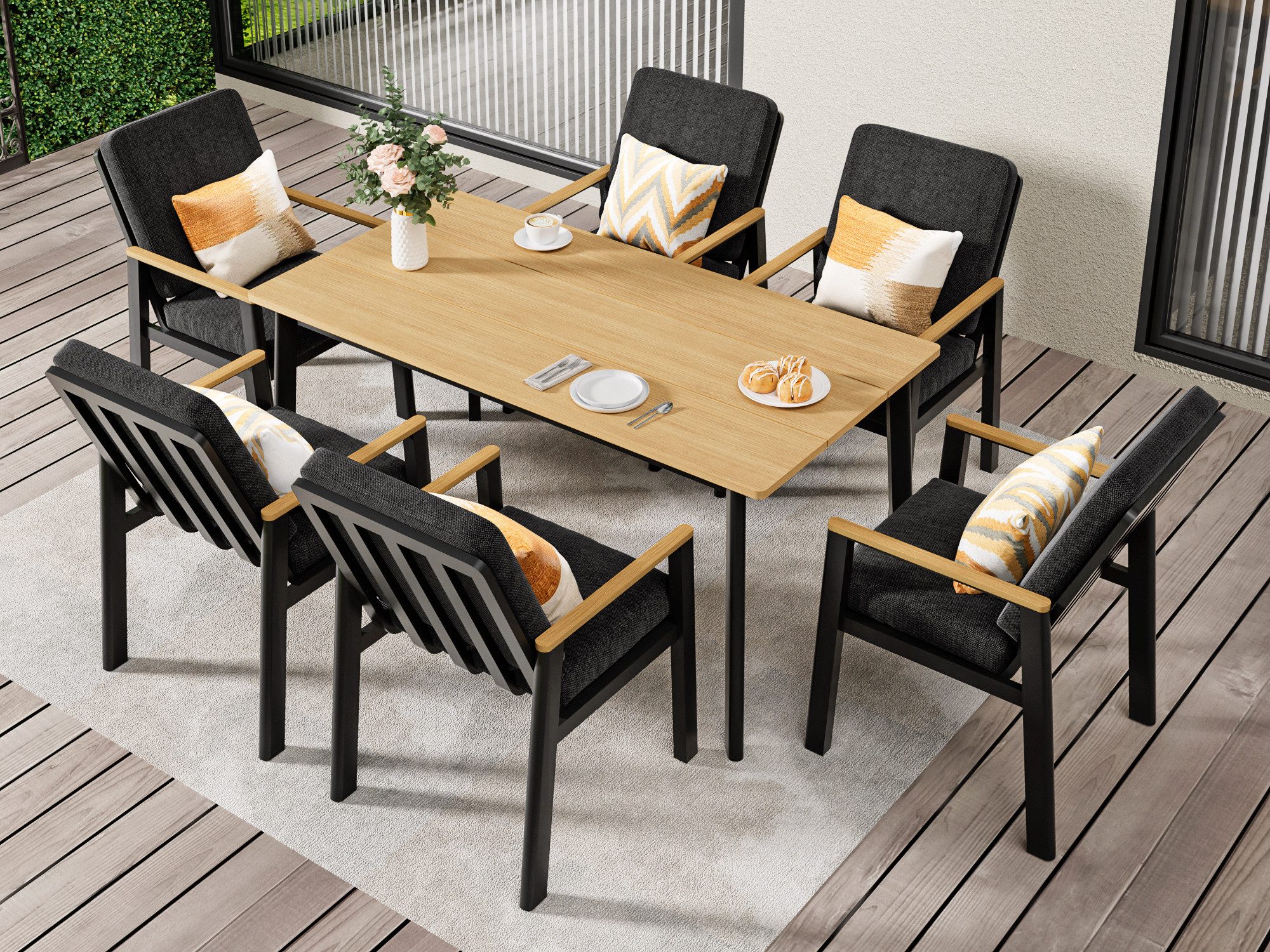 MeXo Gartenlounge-Set Aluminium Essgruppe im Boho-Stil günstig online kaufen