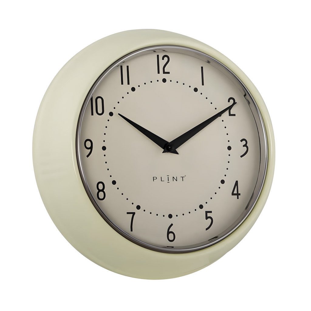 LS-LebenStil Wanduhr Nostalgische Metall Küchenuhr 23cm Cream Vintage Bürouhr Quarzwerk (Lautlos Leise ohne Ticken - Schlafzimmer Flur Büro Küche Wohnzimmer)