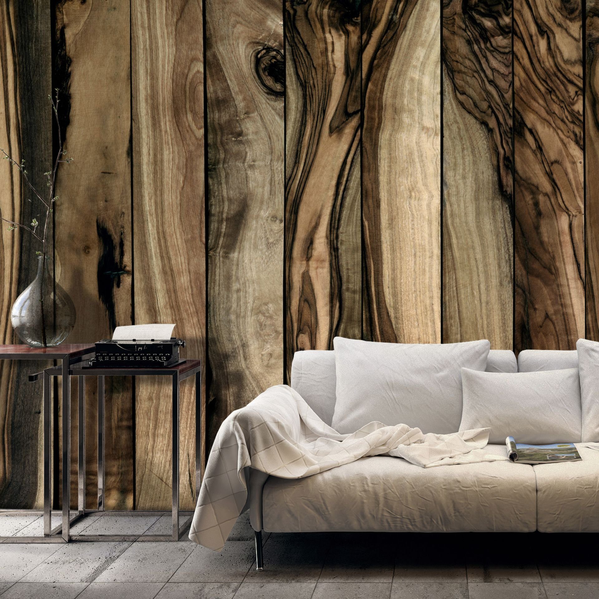 KUNSTLOFT Vliestapete Olive Wood 0.98x0.7 m, matt, lichtbeständige Design Tapete