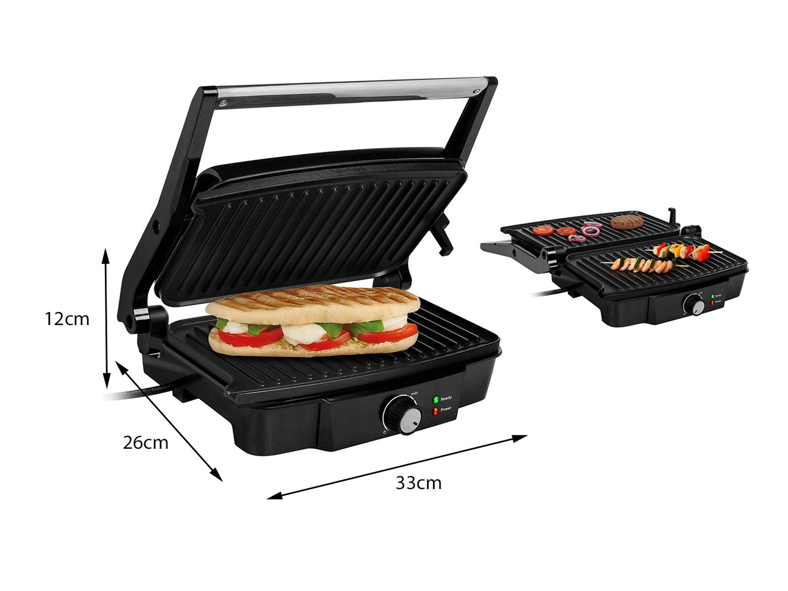 Tristar Kontaktgrill, 1500 W, Multi Indoorgrill & Grillzange fettarm grillen, Snack & Paninimaker