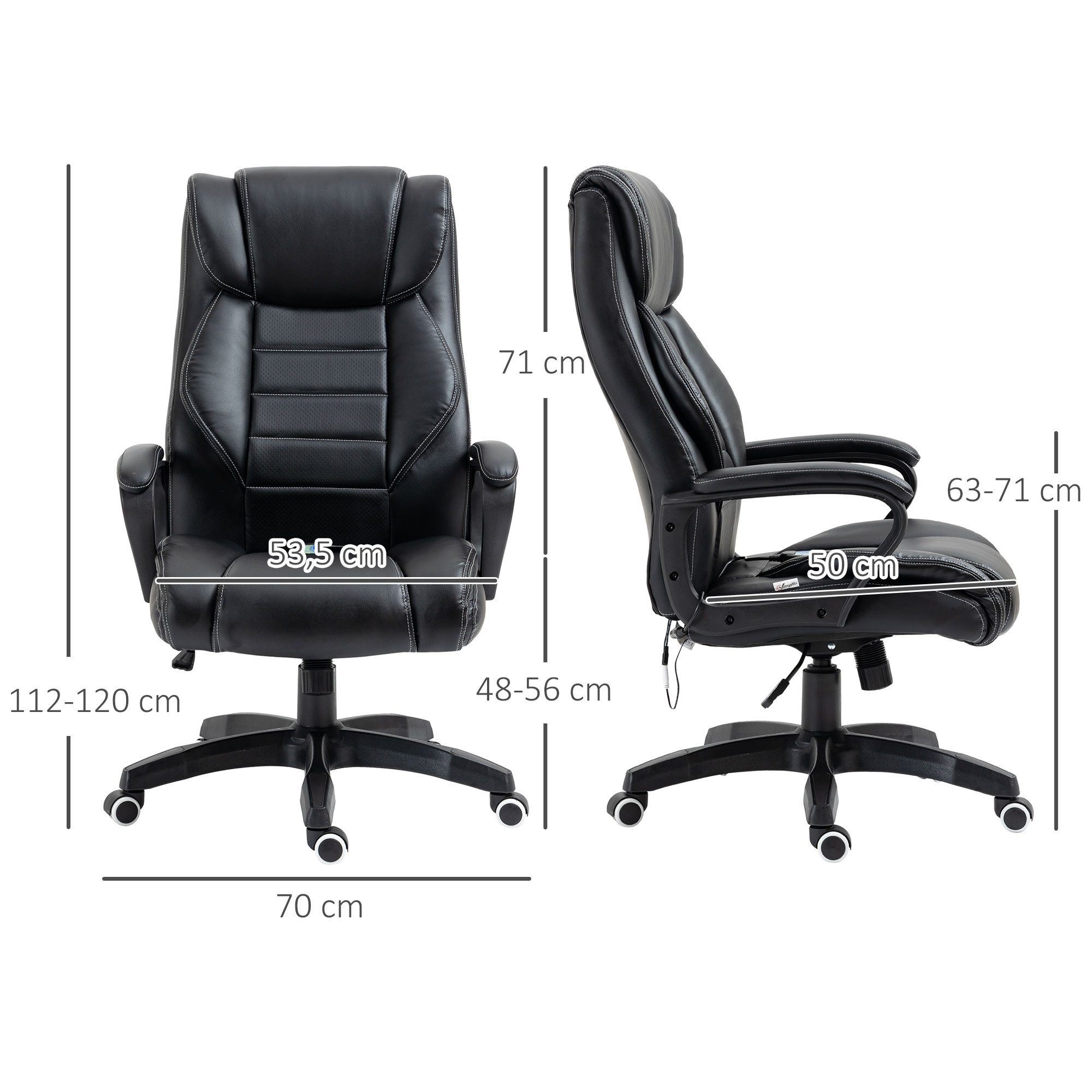 Vinsetto Schreibtischstuhl Massagebürostuhl, Drehstuhl, 6 Vibrationspunkte höhenverstellbar (Bürostuhl, 1 St), für Büro, Wohnzimmer, Schwarz