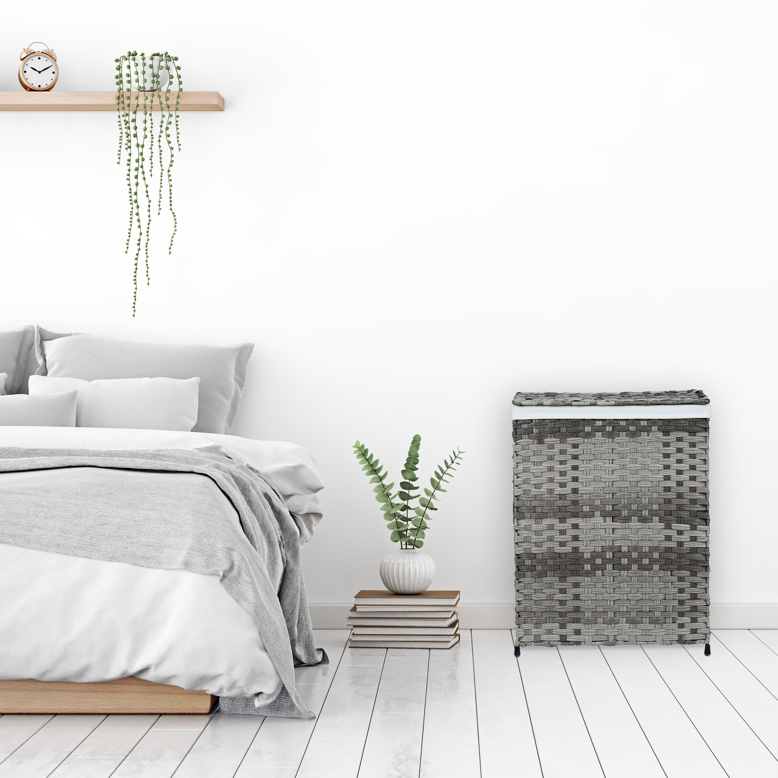 relaxdays Wäschekorb Rattan Optik 90 l, grau günstig online kaufen