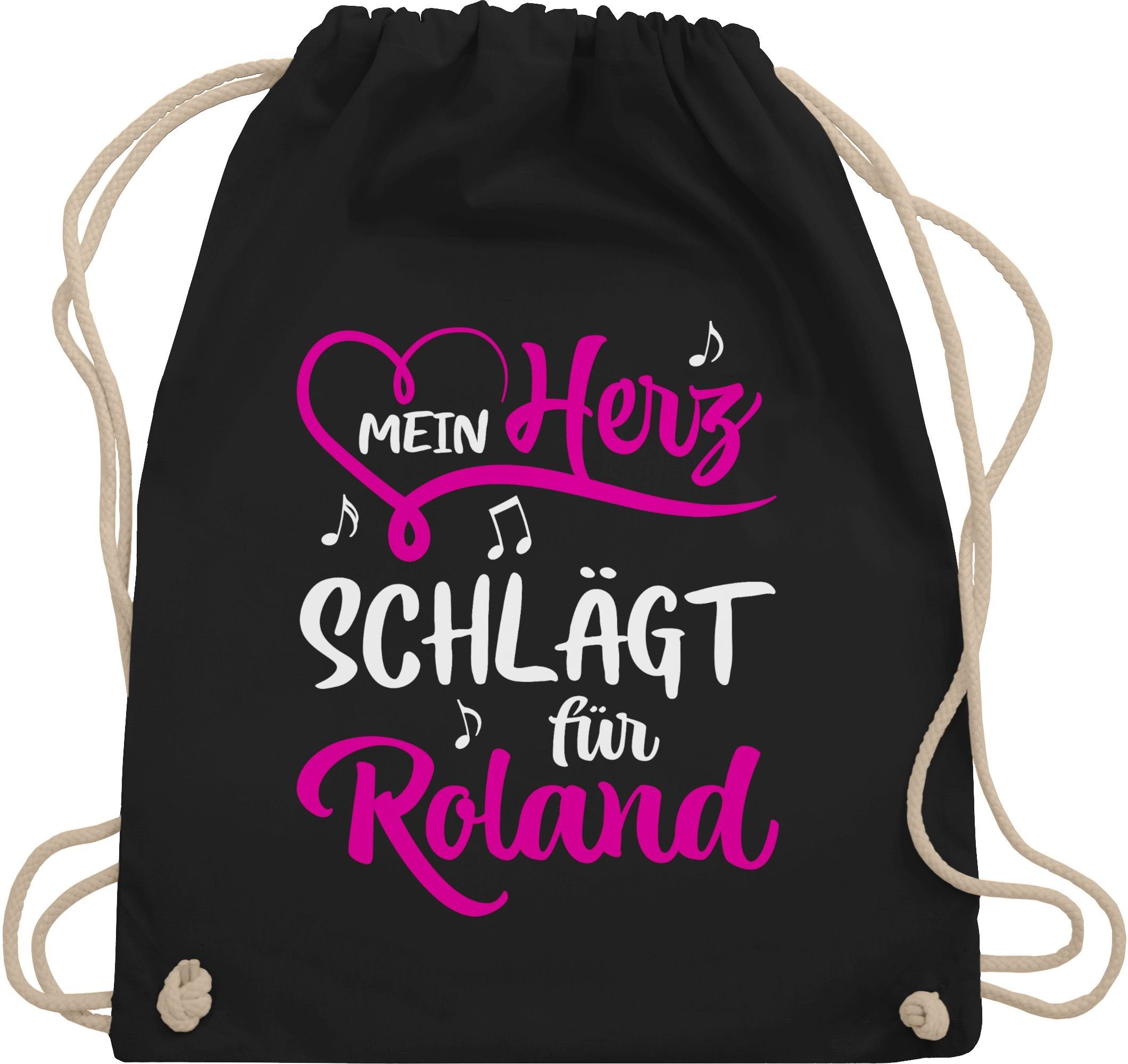 Shirtracer Turnbeutel Mein Herz schlägt für Roland, Schlager Party Outfit