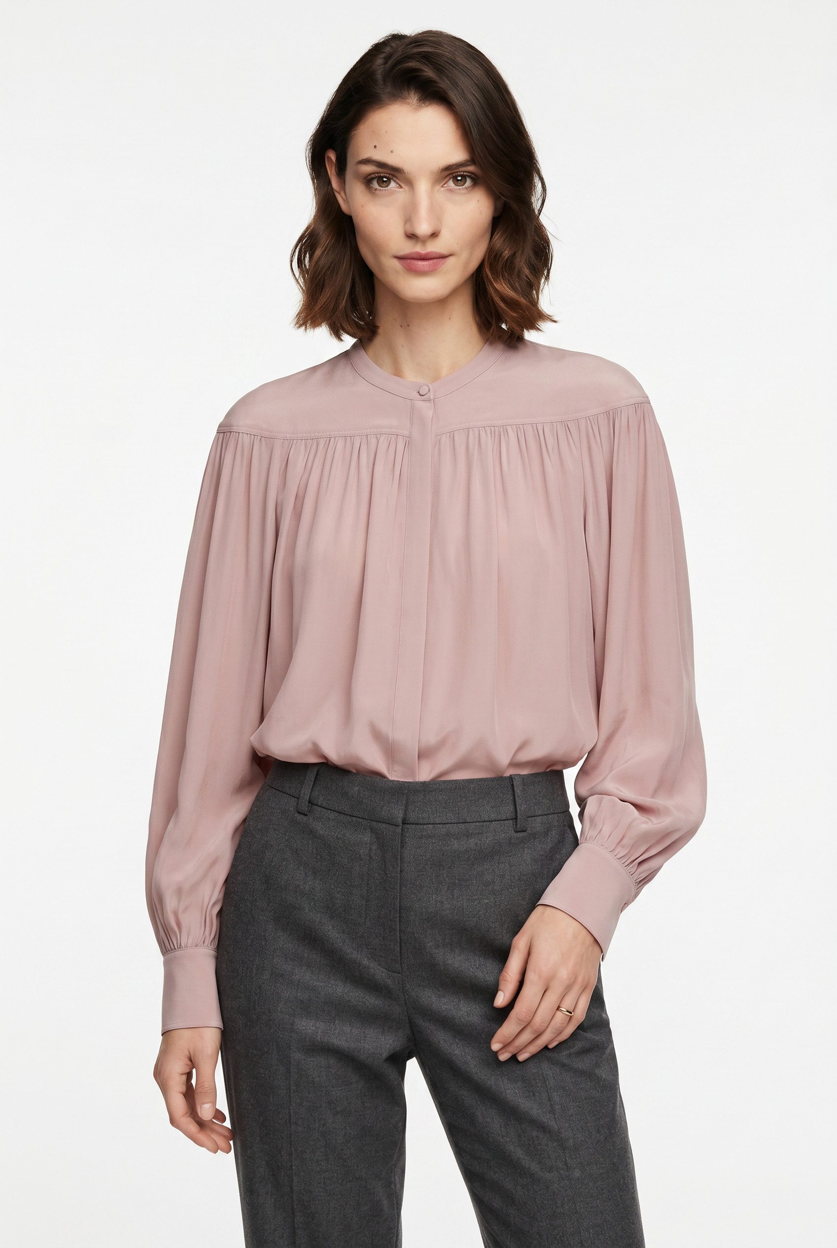 BOSS ORANGE Langarmbluse Bethena Premium Damenmode mit verdeckter Knopfleiste, Relaxed Fit