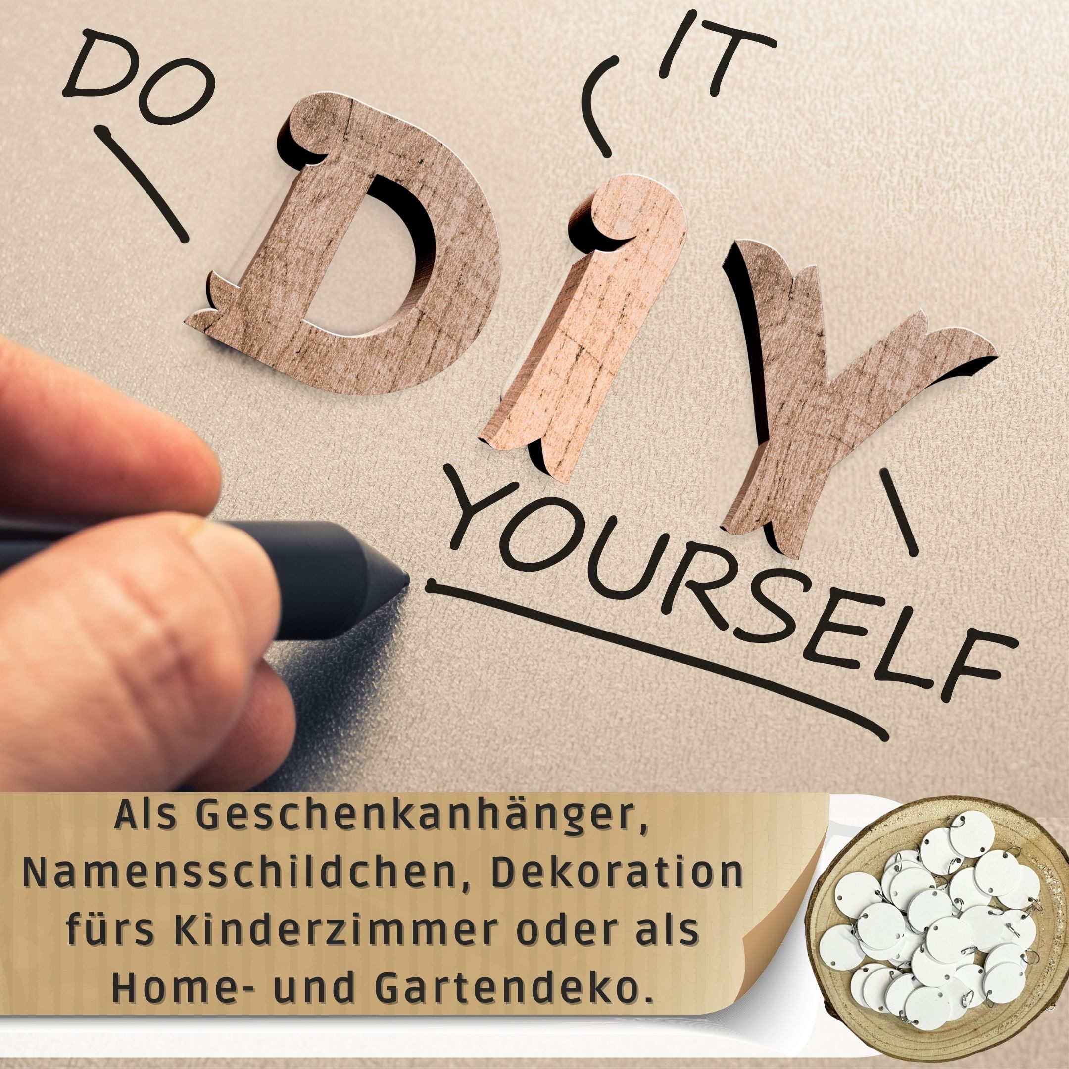 Bada Bing Familienkalender DIY Geburtstagskalender mit Holzscheiben zum beschriften, Wandkalender mit 60 Holzplättchen