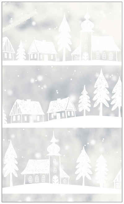 Fensterfolie Look Winter Village white, MySpotti, halbtransparent, glatt, 60 x 100 cm, statisch haftend