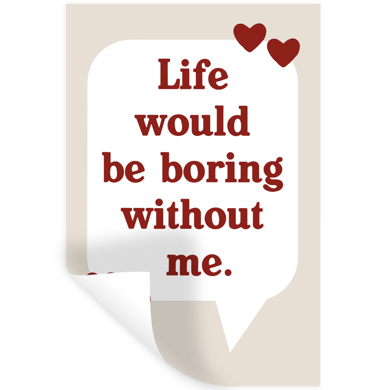 MuchoWow Wandsticker Zitat - Textballon - Herzen (1 St), Wanddeko, Aufkleber, Wandtattoo, 80x120 cm