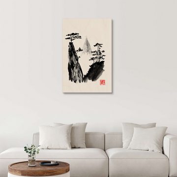 Posterlounge Holzbild Péchane, Heiliger Berg, Wohnzimmer Feng Shui Illustration
