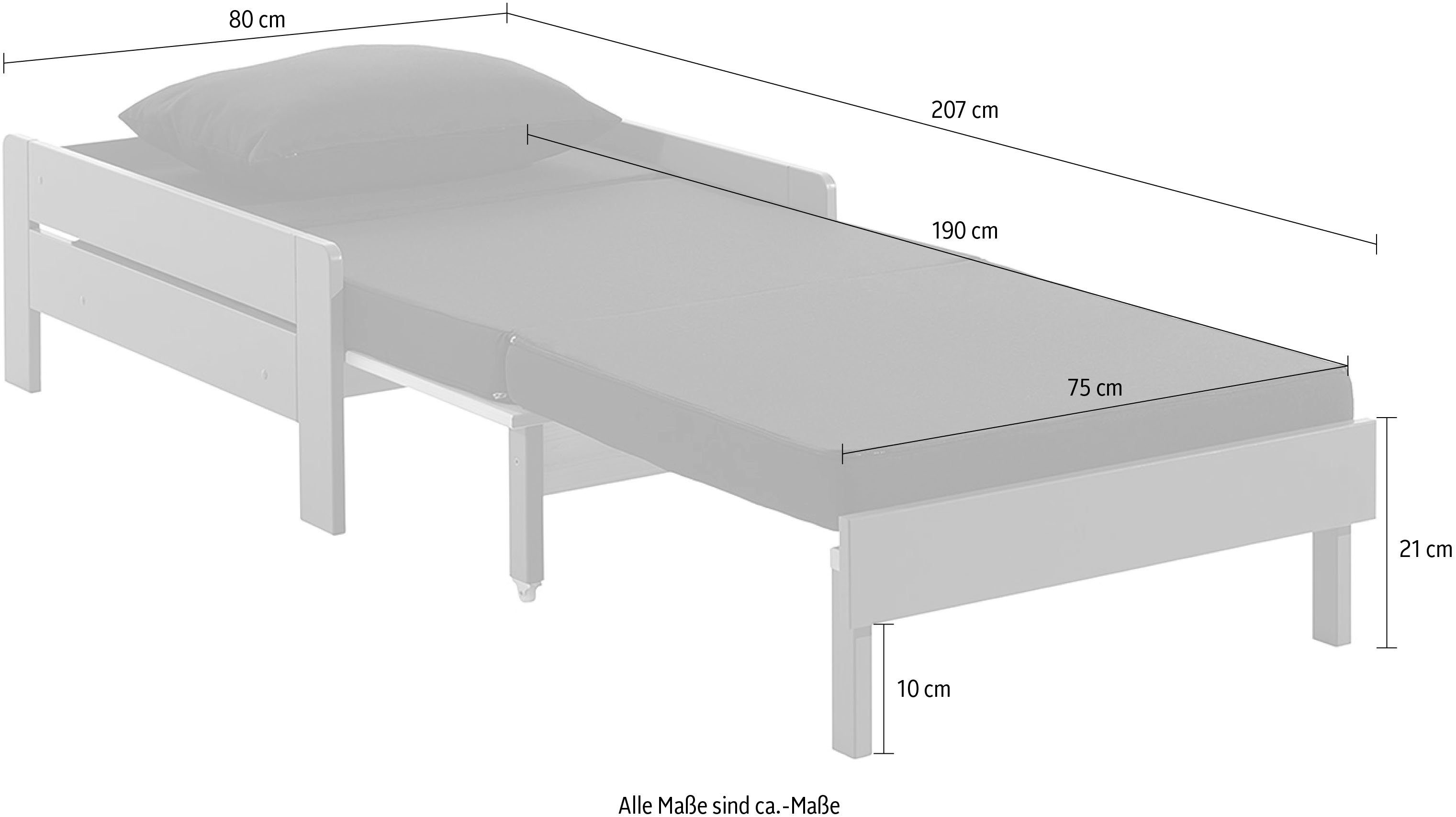 Vipack Jugendbett Gästebett ausklappbar Grau Sessel, Pino, Einzelbett, zum