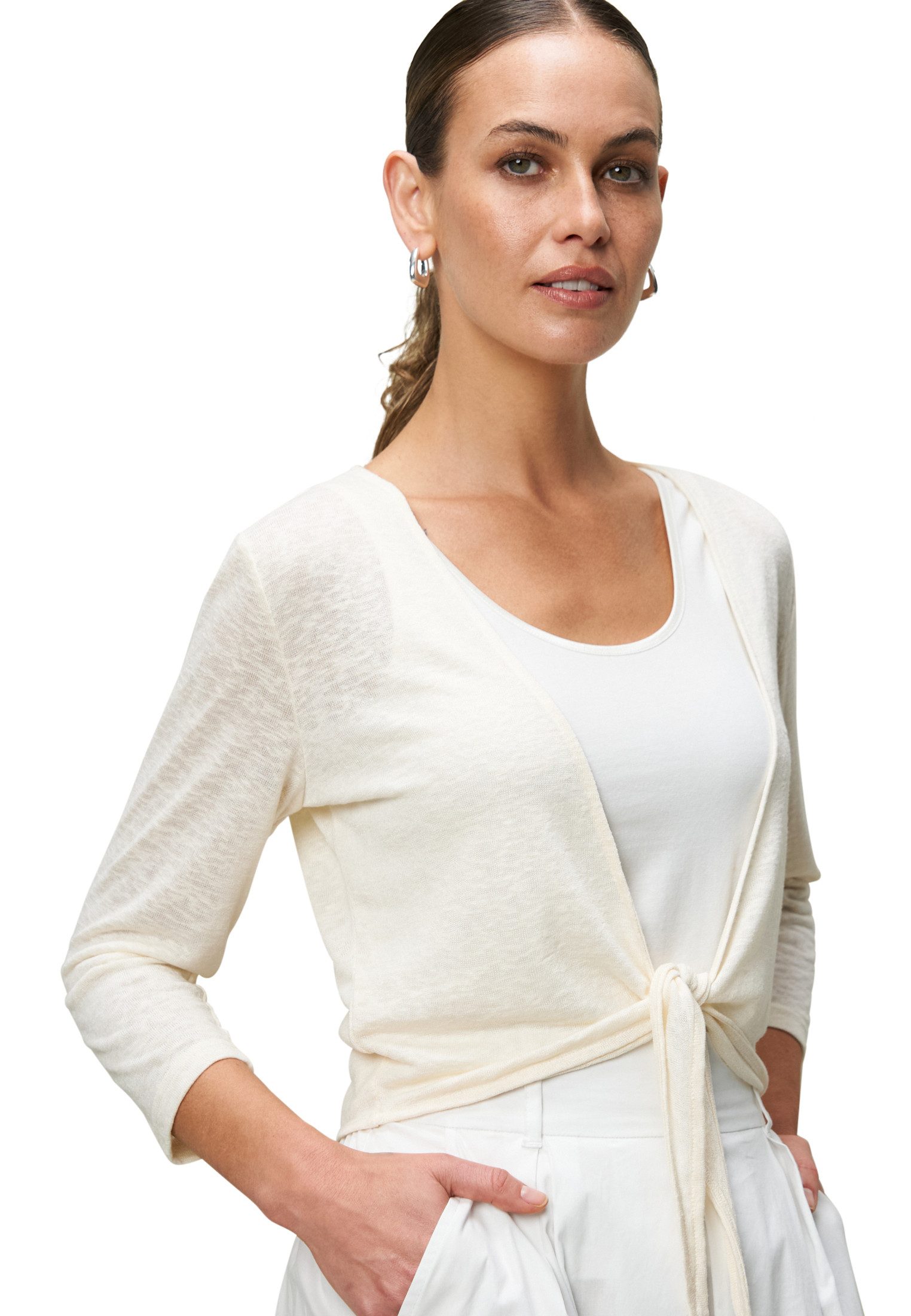 Zero Sweatshirt Damen Strickjacke zum Binden drapiert /gerafft