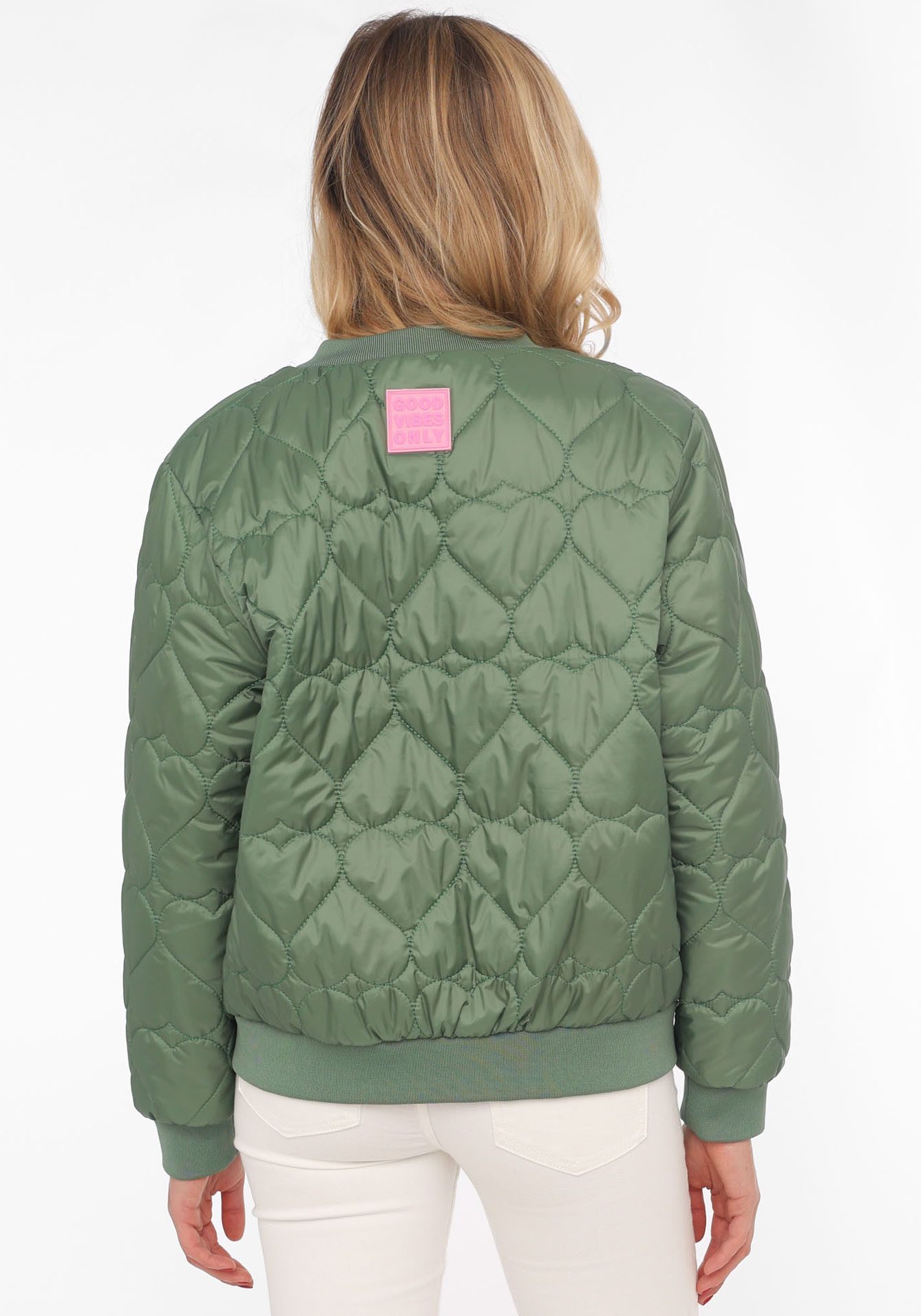 Zwillingsherz Bomberjacke "Be Happy" modisch, Kontrastdetails, regular fit, langärmelig, mit Herzsticker