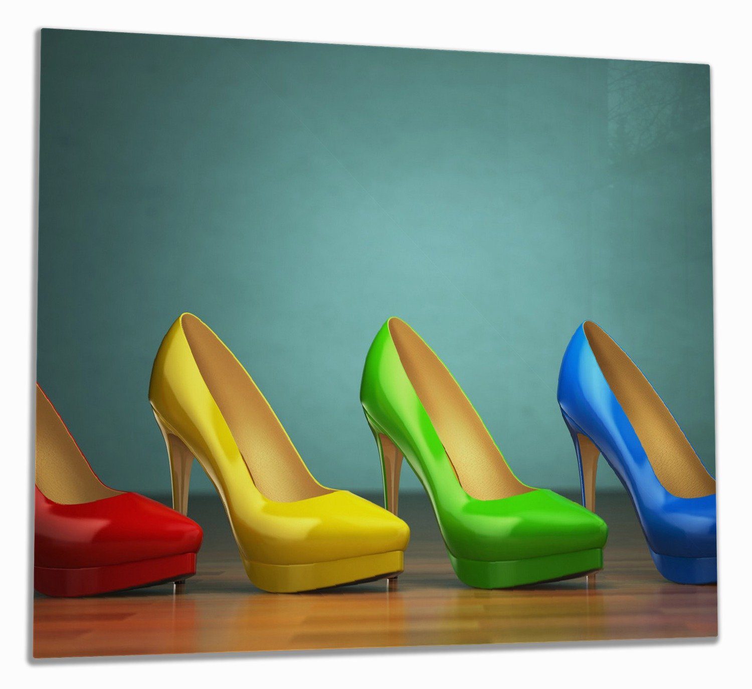 Wallario Herd-Abdeckplatte Bunte Schuhe - High Heels für Frauen, ESG-Sicherheitsglas, (Glasplatte, 1 tlg., inkl. 5mm Noppen), verschiedene Größen