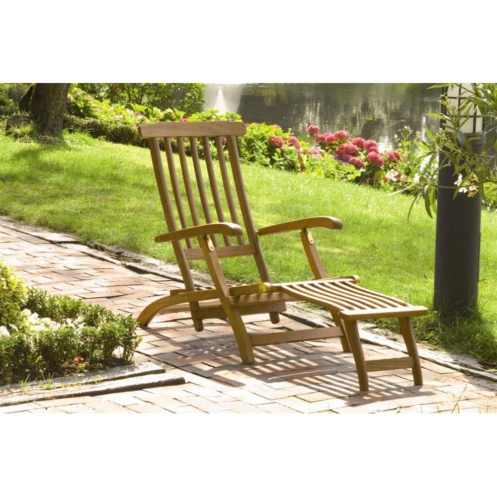 GartenHero Gartenliege Deckchair Holz Liegestuhl Sonnenliege Abnehmbares Gartenliege Gartenmöbel, Gartenstuhl Fußteil Garten