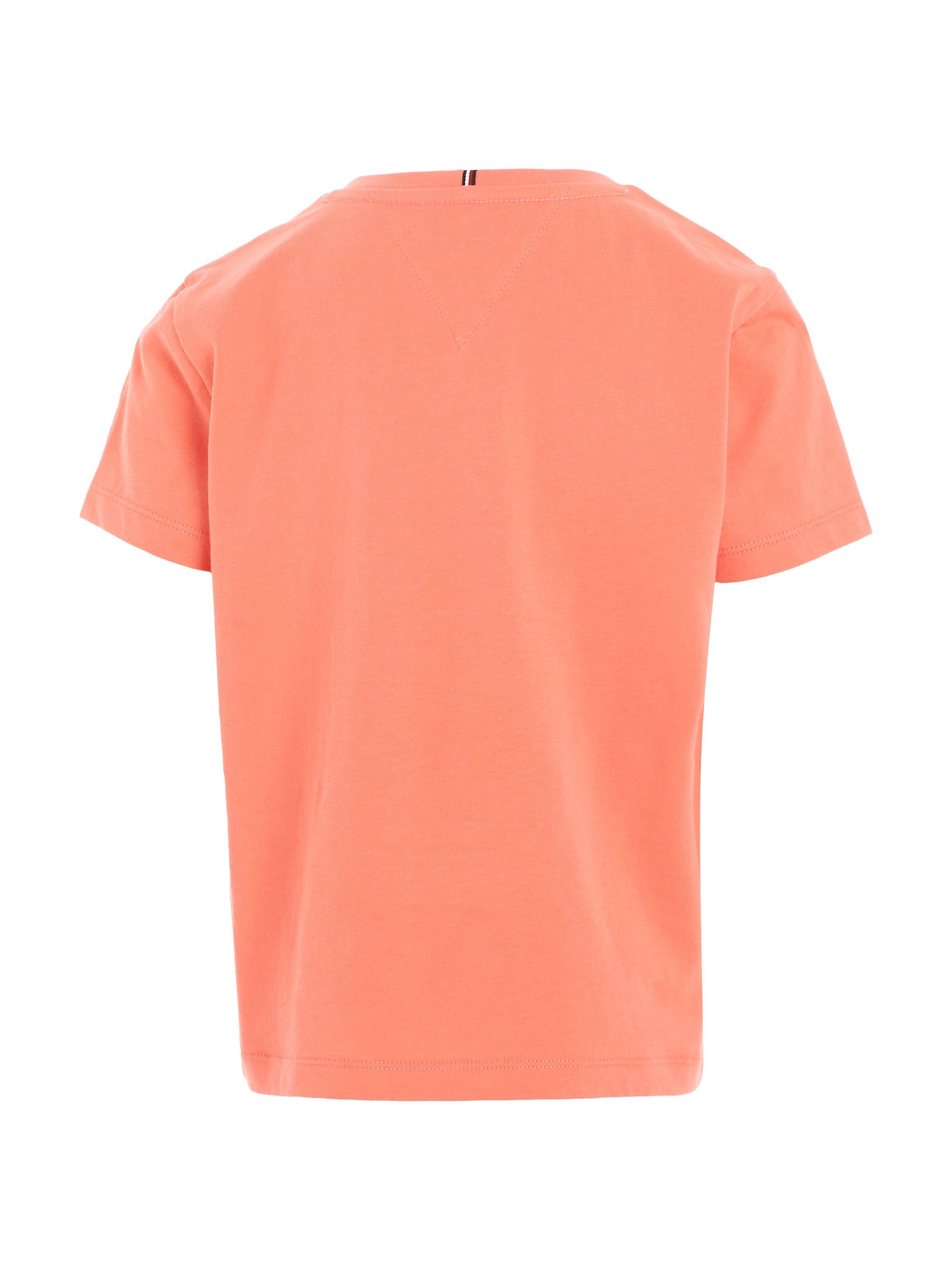 TEE mit Brust S/S der MONOTYPE koralle modischem T-Shirt Tommy Hilfiger Hilfiger-Logoschriftzug auf