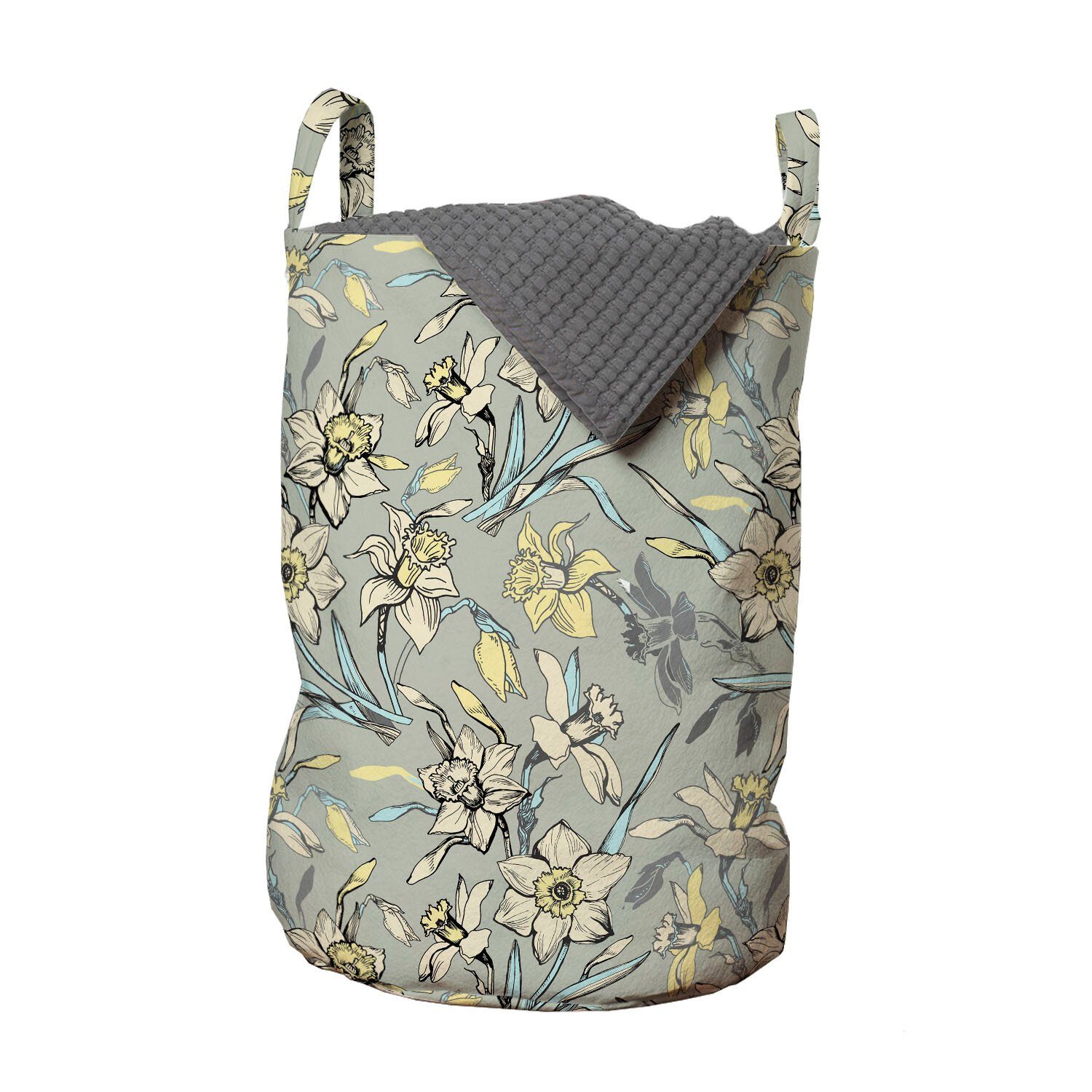 Abakuhaus Wäschesäckchen Wäschekorb mit Griffen Kordelzugverschluss für Waschsalons, Narzisse Blumen blühen Wiederholung
