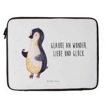 Mr. & Mrs. Panda Laptop-Hülle Pinguin Marienkäfer - Weiß - Geschenk, Computertasche, kleine Wunder