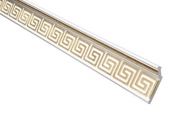 marbet design Eckprofil B-21 gold (Deckenleisten Sparpaket aus Styropor EPS - Stuckleisten gemustert gold-weiß, leicht im traditionellen Design - 1 Stück / 2 Meter)