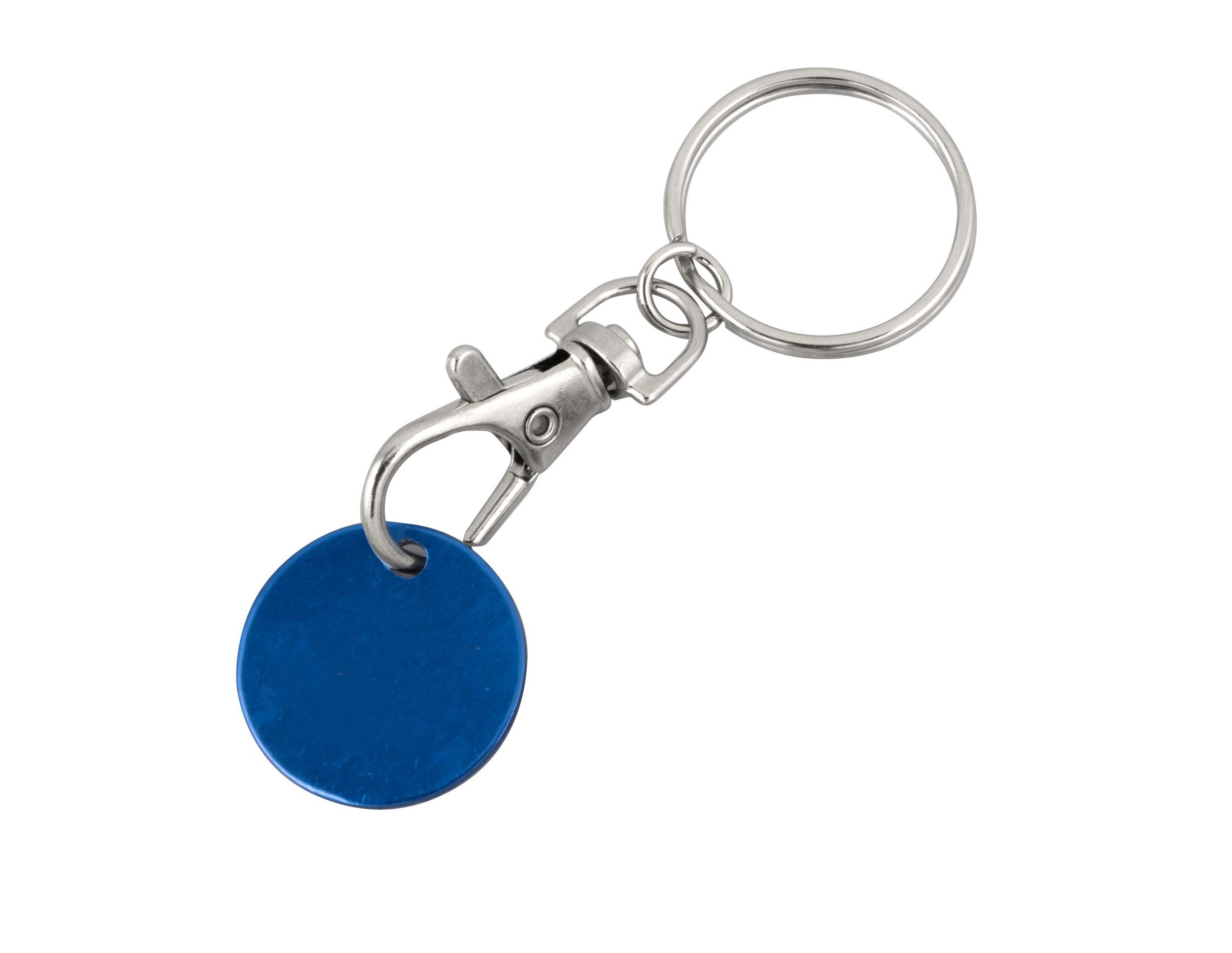 Schlüsselanhänger Metall-Schlüsselanhänger / mit Einkaufschip / Farbe: blau