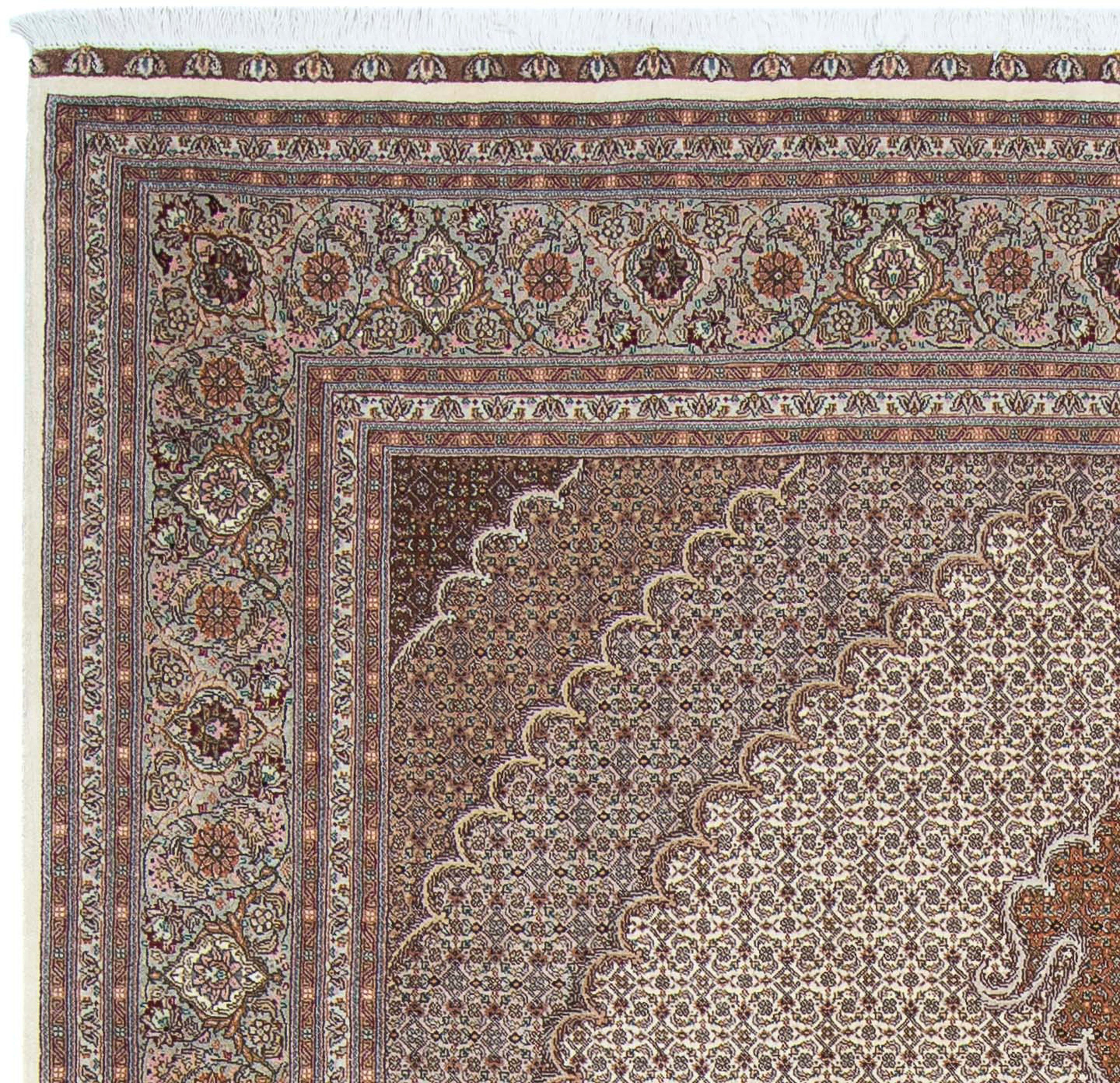 Orientteppich Perser - Täbriz - rechteckig, 304 mit Einzelstück Höhe: mm, - cm 10 morgenland, x Zertifikat beige, Wohnzimmer, Handgeknüpft, 200