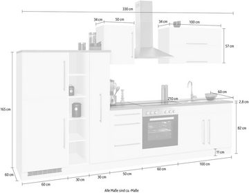 Kochstation Küchenzeile KS-Samos, ohne E-Geräte, Breite 330 cm