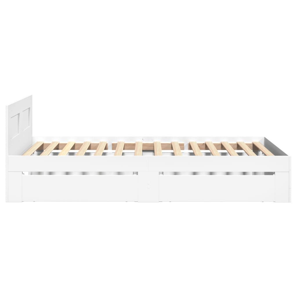 vidaXL Bett, Bettgestell mit Kopfteil ohne Matratze Weiß 100x200 cm