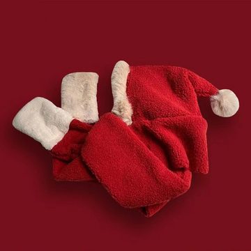 LAKKEC Plüschmütze Weihnachten Plüsch Mütze Schal Handschuhe All-in-One Warm Coldproof Unisex