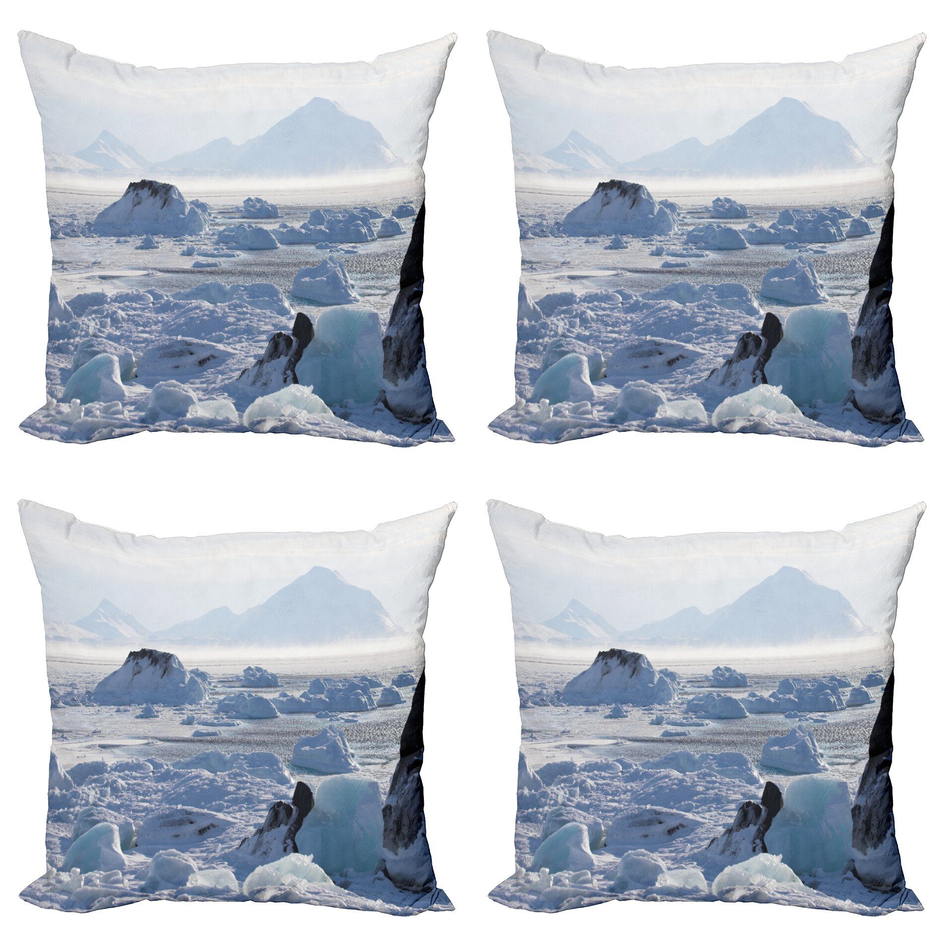 Kissenbezüge Modern Accent Doppelseitiger Digitaldruck, Abakuhaus (4 Stück), Alaska Arctic Winter Eis See