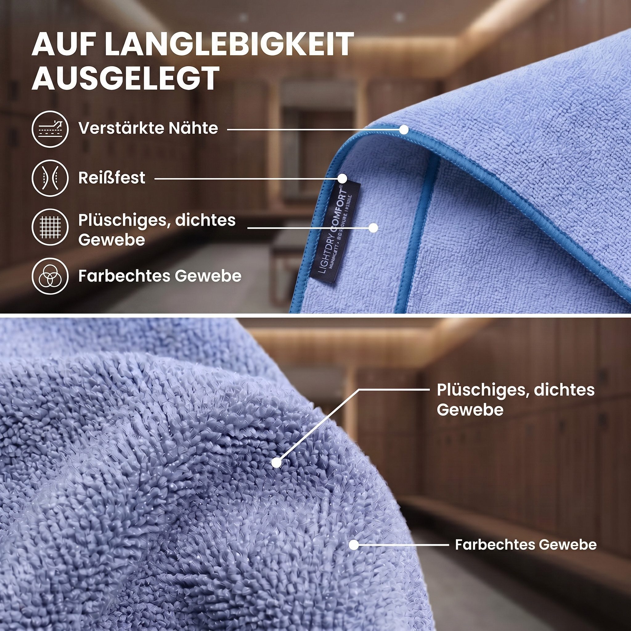 LightDry Reisehandtuch LightDry Reisehandtuch – Leichtes Mikrofaser-Sport und Strandhandtuch, Sport, Strand & Badehandtuch – Bild 5 von 5