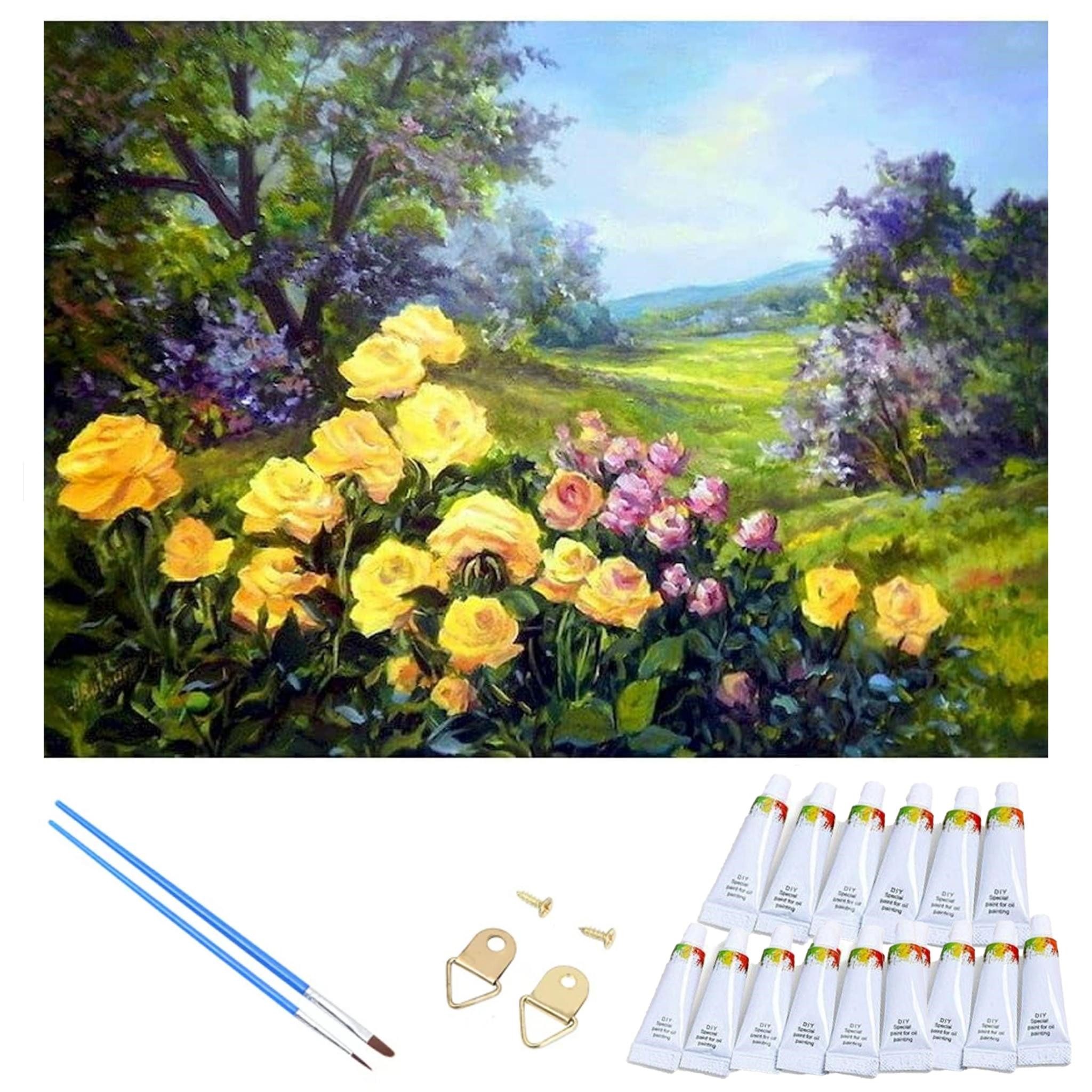 ABEUTY Malen Nach Zahlen – Blumenkorb-Motiv, 40x50 Cm, Inkl. Leinwand, Farben & Pinsel, DIY Ölgemälde