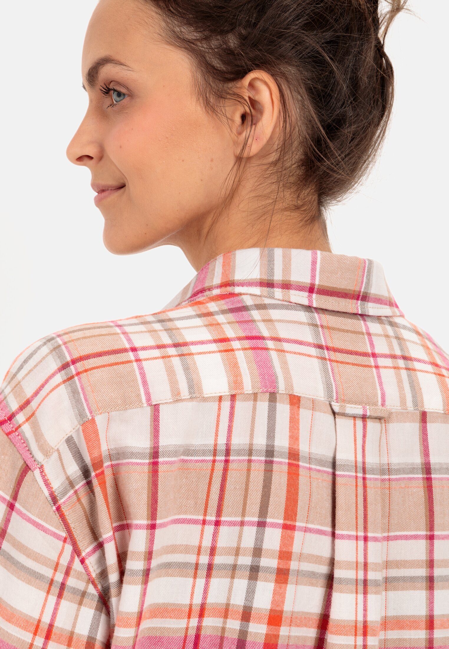 camel active Hemdbluse im Karomuster Langarm Kentkragen kariert