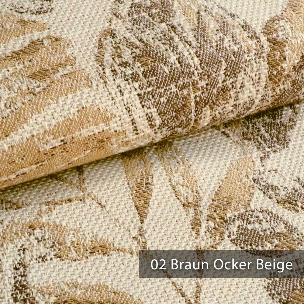 novely® Stoff exquisit FLORENZ Polsterstoff im Leinen-Look - Blumenmuster, Schwer Entzündbar, Robust, Abriebfest, Meterware, 1lfm