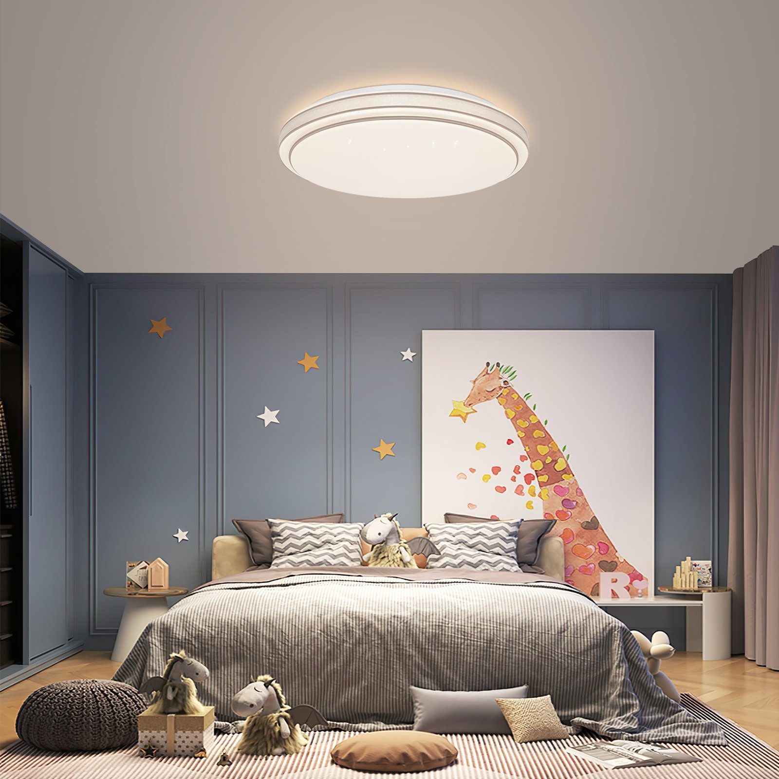 fest ∅40cm, für Schlafzimmerlampe LED Deckenleuchte Flimmerfrei, ZMH Wohnzimmer, 44w Sternenhimmel LED Rund integriert, Modern ‎Weiß,