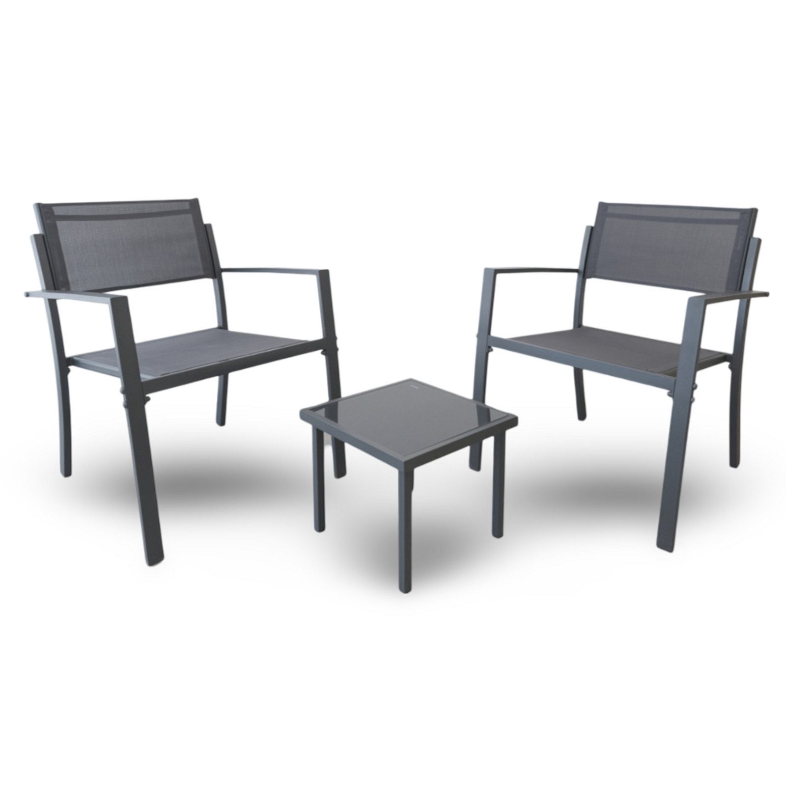 Sitzgruppe Balkonset 2 Stühle und 1 kleiner Glastisch Terrasse Balkon Möbel Set