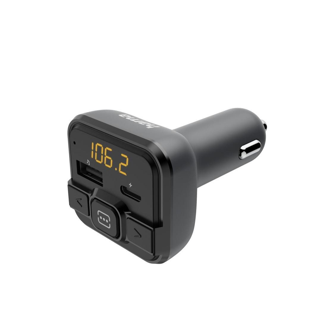 Hama FM-Transmitter mit Bluetooth, USB-C, microSD für Autoradio KFZ-Transmitter