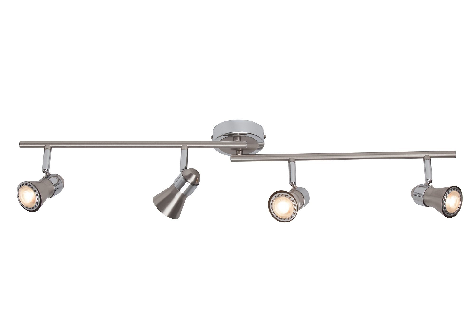 Brilliant LED Deckenstrahler Sanny, LED wechselbar, LED Spotrohr 4flg eisen/chrom, 15,5cm Höhe, GU10 max. 7W, Metall