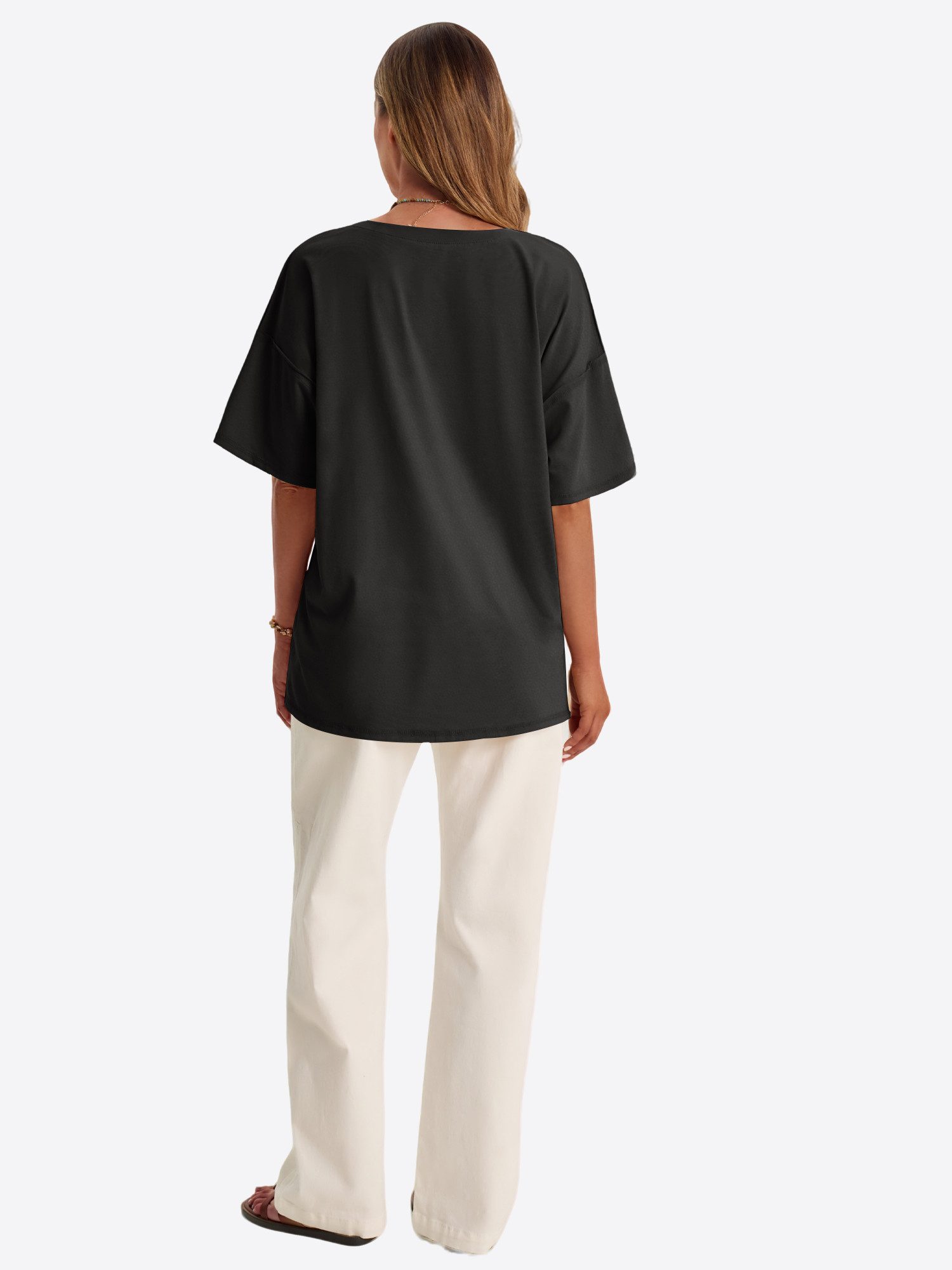 Imily Bela Kurzarmshirt Damen mit V-Ausschnitt Halbarm Seitenschlitzen Casu günstig online kaufen