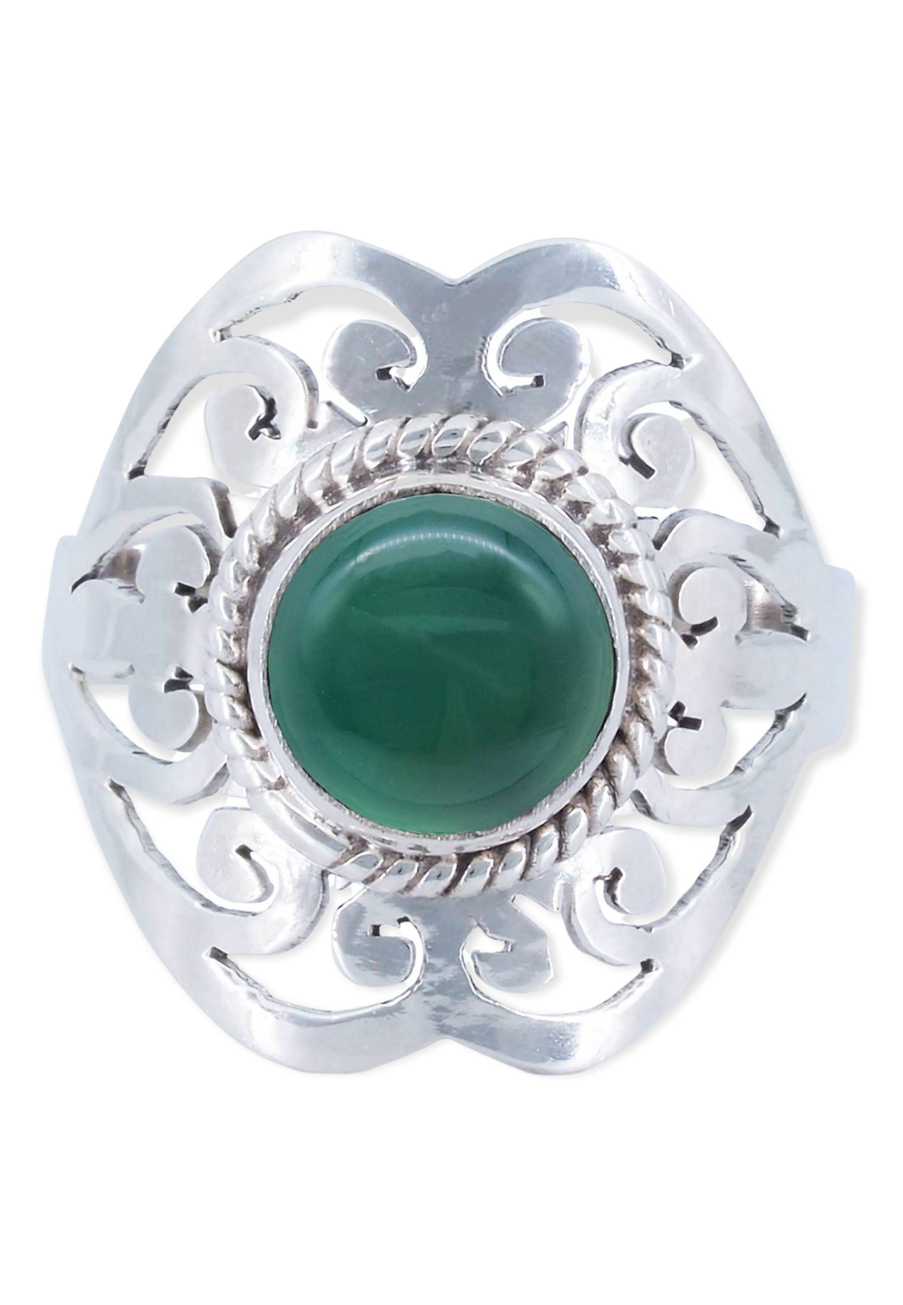 grüner Silber Silberring Onyx mit mantraroma 925er