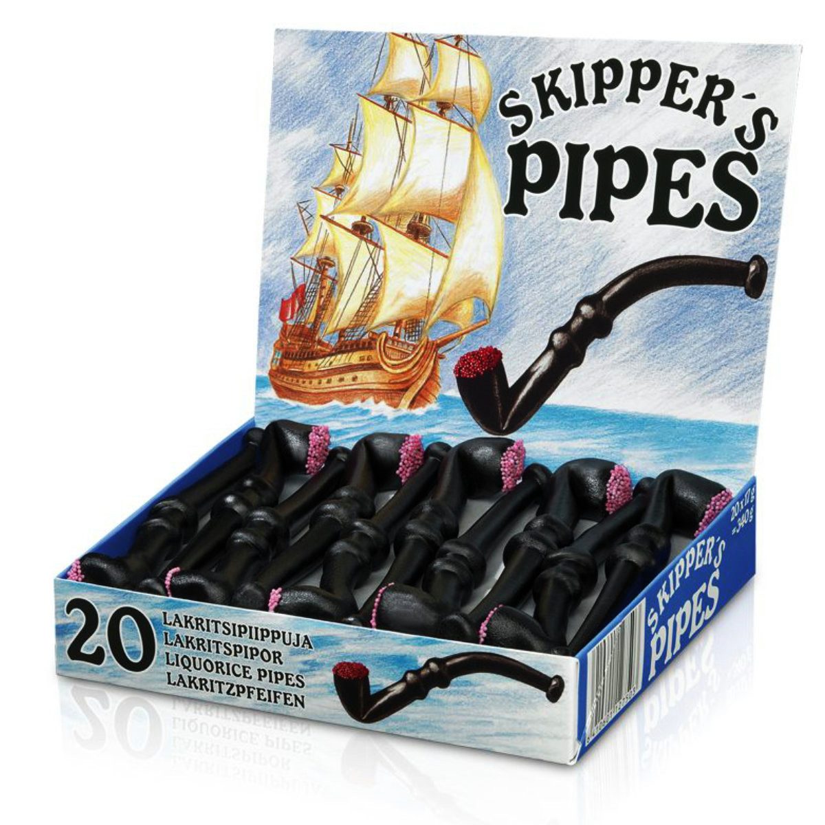 Red Band Süßigkeit, Red Band Skippers Pipes Classic Lakritz Pfeifen 20 Stück 340g