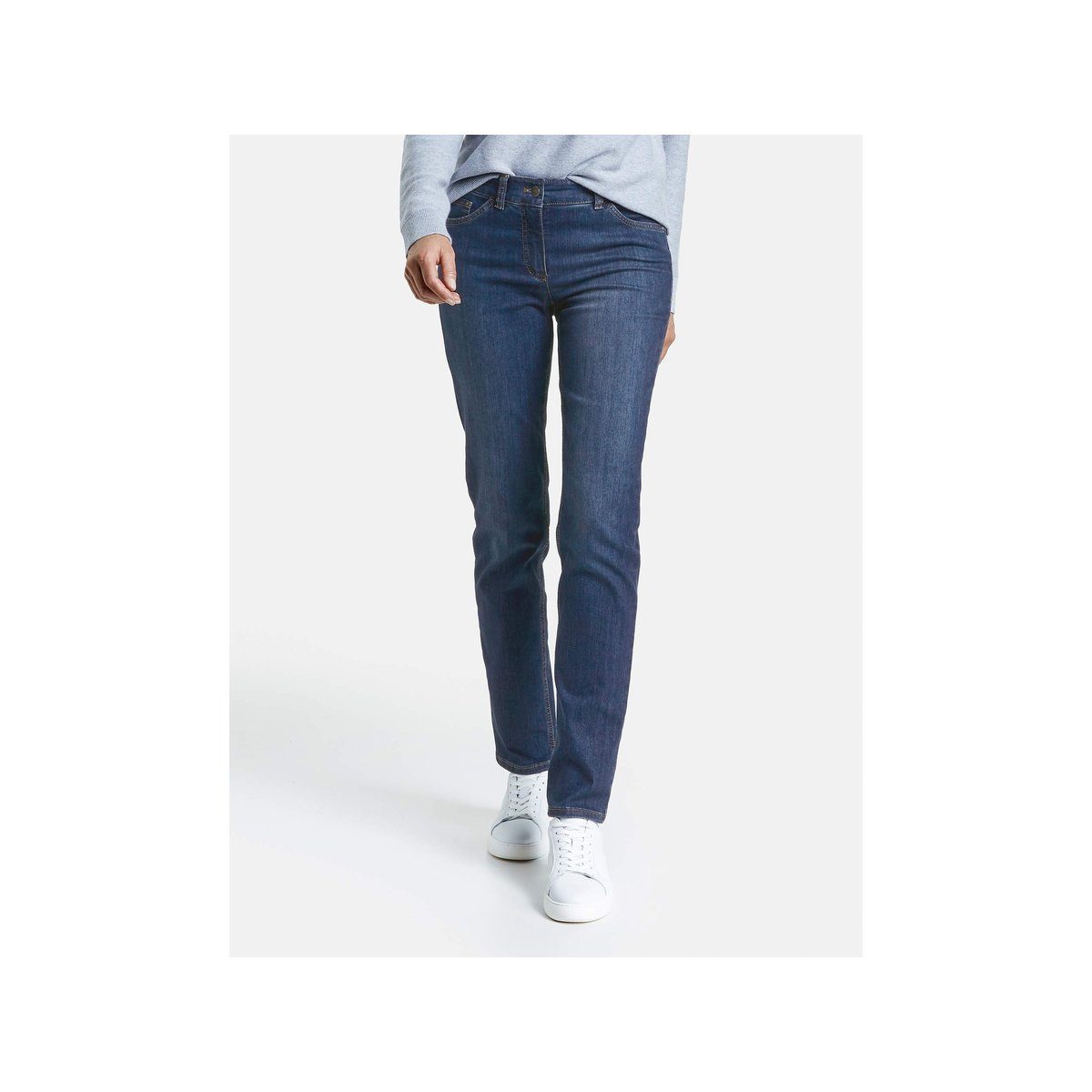 blue Straight-Jeans (862002) (1-tlg) GERRY dark mit WEBER regular usee dunkel-blau denim