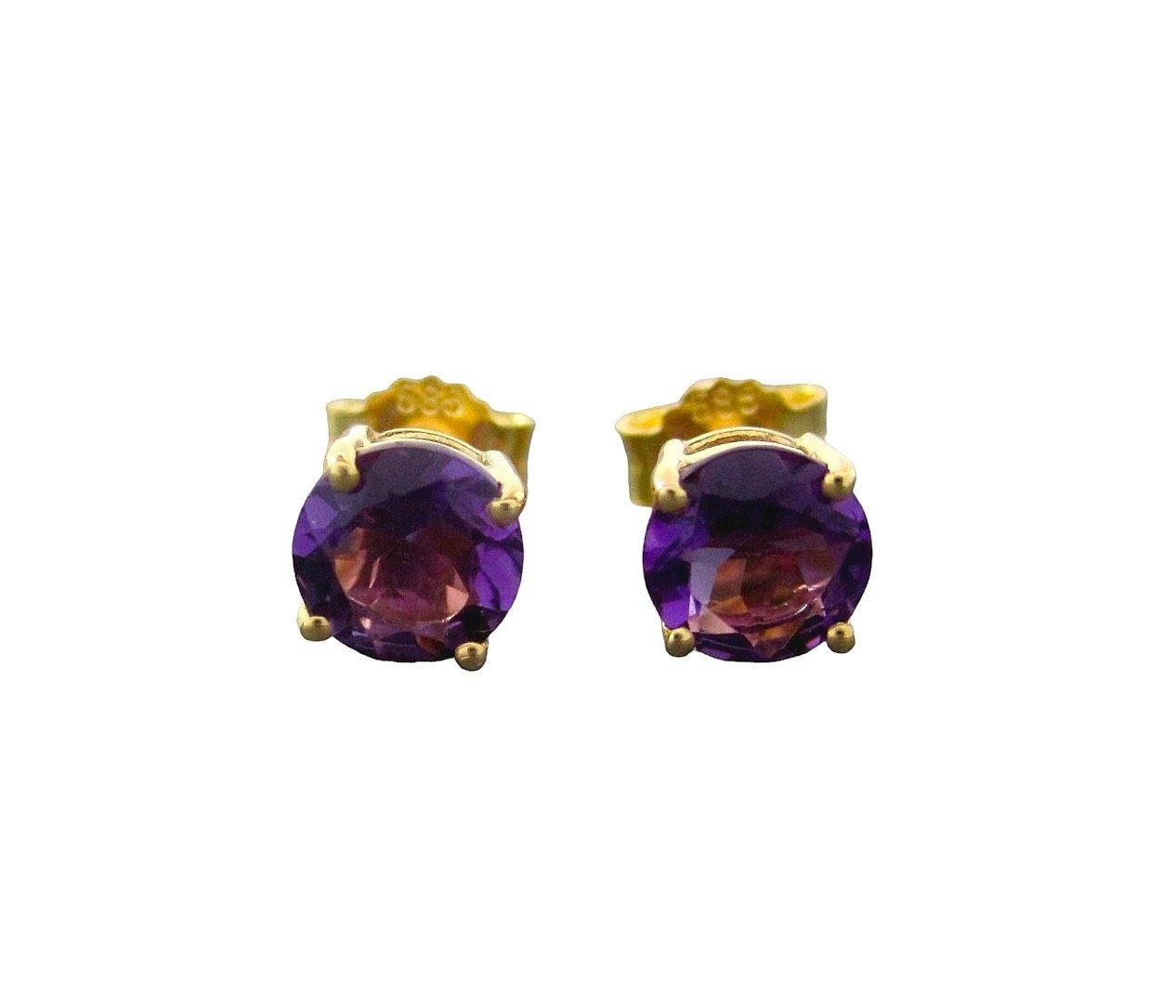 NICEANDnoble Paar Ohrstecker 585er Gelbgold Ohrstecker Amethyst 5 mm