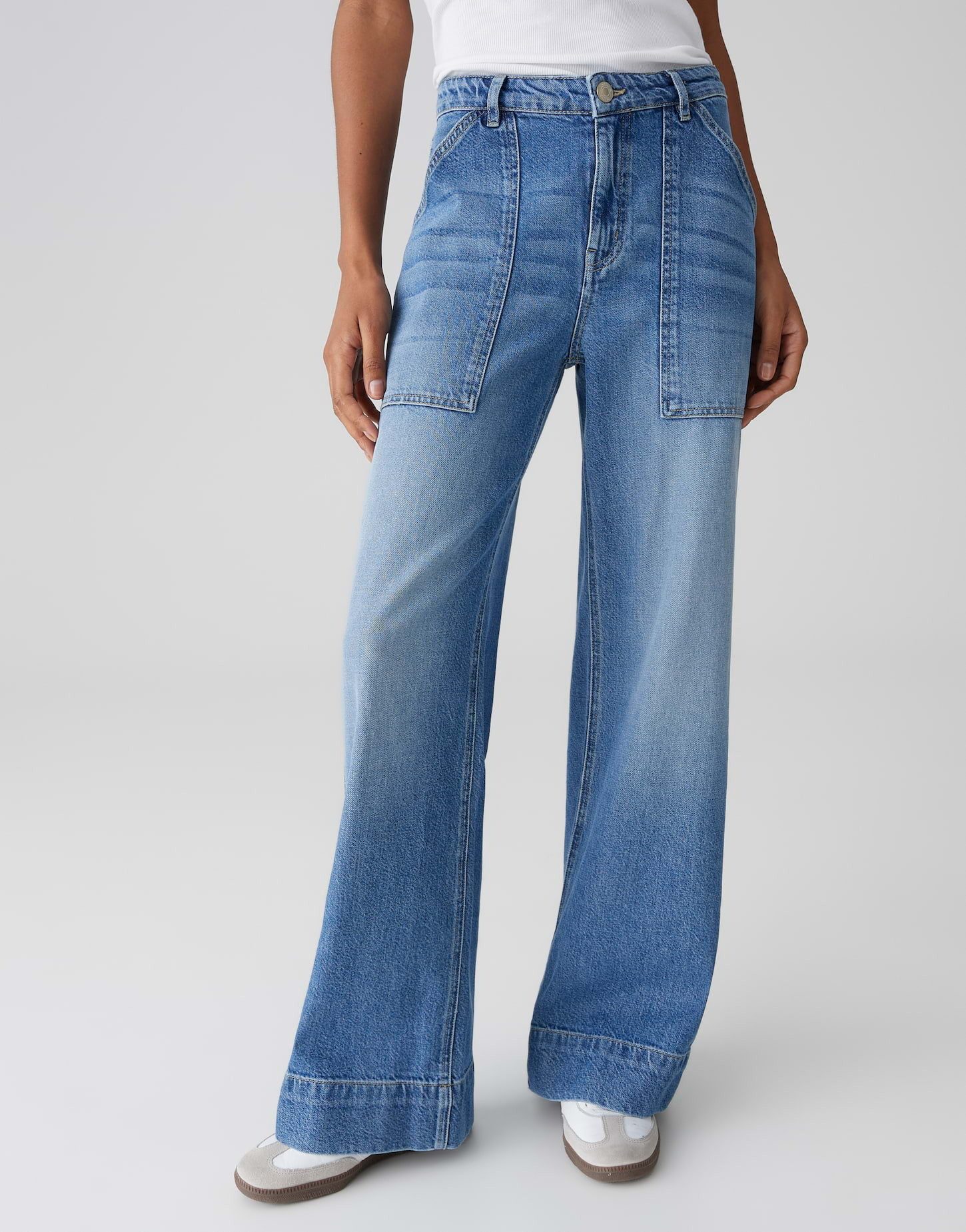 OPUS Weite Jeans MIVA COMFY Wide Leg Jeans aus Baumwoll-Mix Weites Bein, Eingrifftaschen und Bügelfalten für Komfort