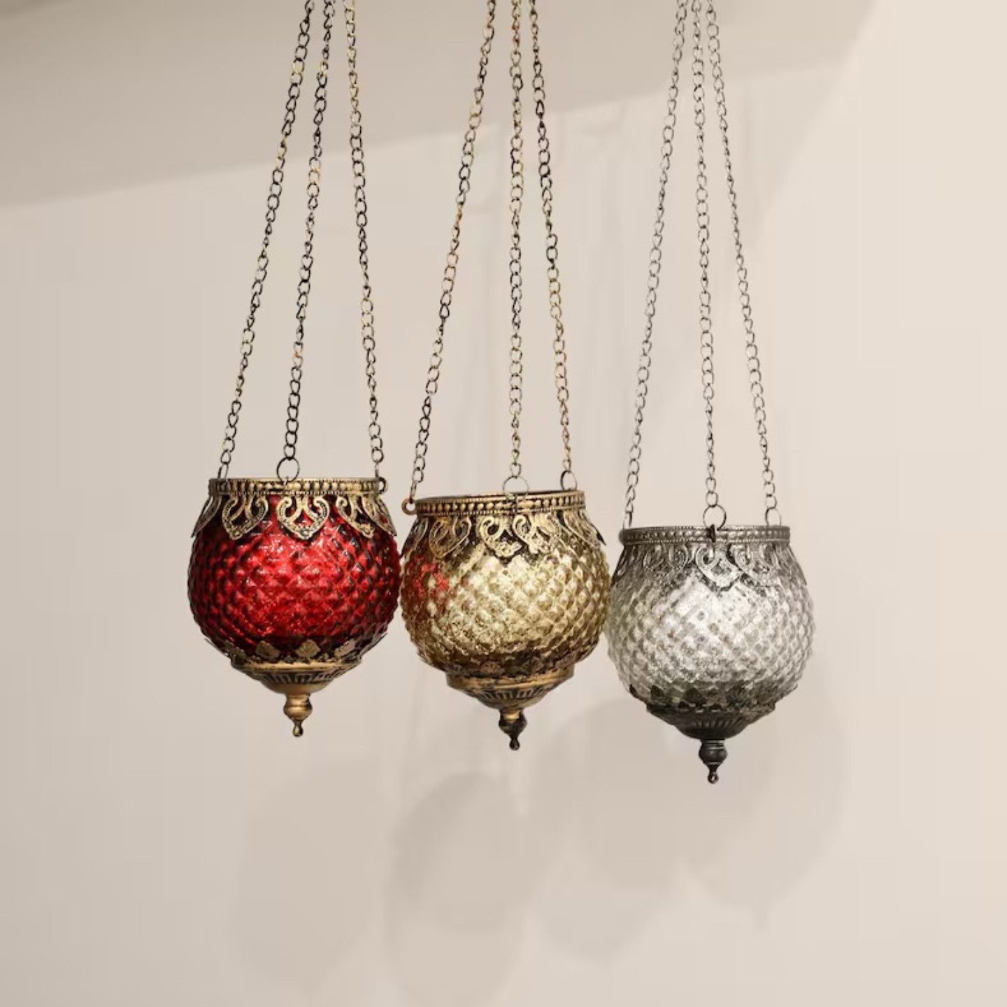 Super Solu Teelichthalter Vintage Kerzenglas zum Hängen Windlicht Laterne, Hänge-Deko (Silber, 1 St., 1 Teelichthalter), aus Glas & Metall – Deko für Balkon, Garten & Hochzeit