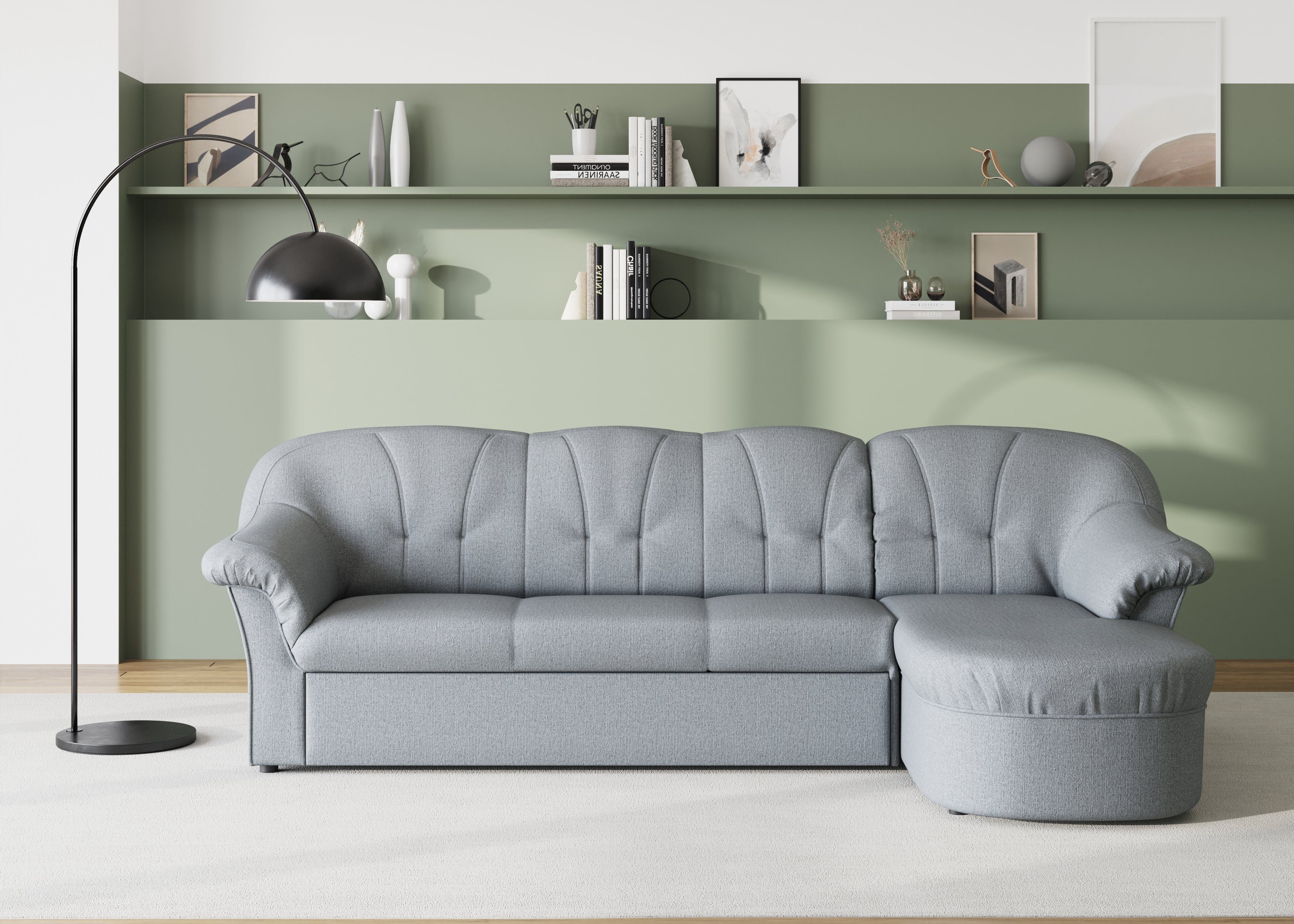 DOMO collection Ecksofa "Pegnitz, elegante Rückensteppung, kompakte Stellma günstig online kaufen