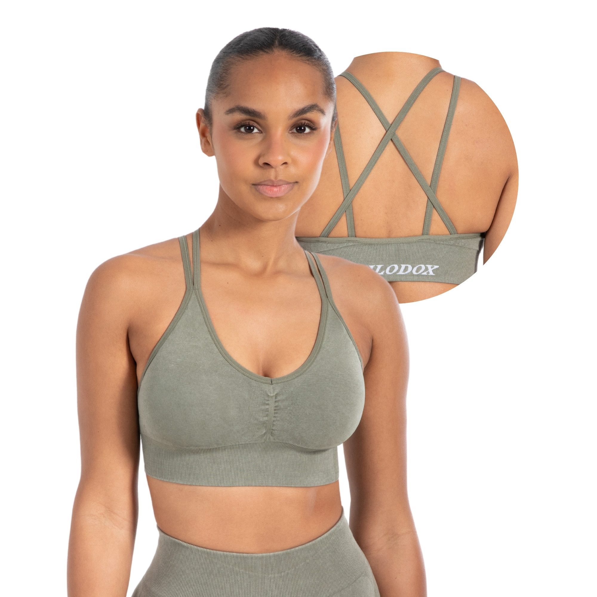 Smilodox Sport-BH Batik Acid Cross, Sport Bra mit V-Ausschnitt, Fester Halt Seamless Crop Top ohne Bügel Atmungsaktiv Bustier Sport Yoga Bra