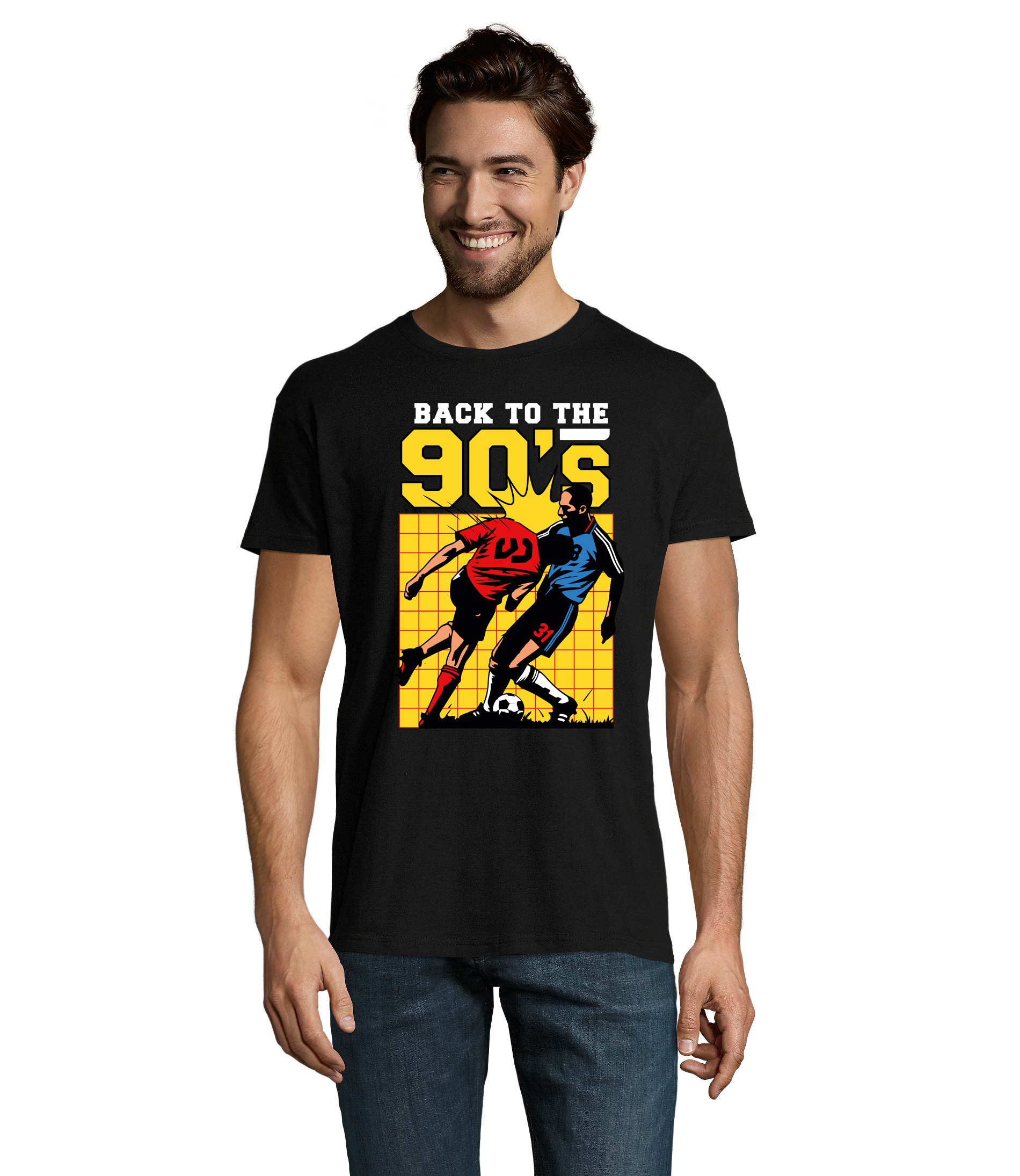 T-Shirt Back to 90s zurück in die neunziger Fußball Foul Herren Motiv T-Shirt