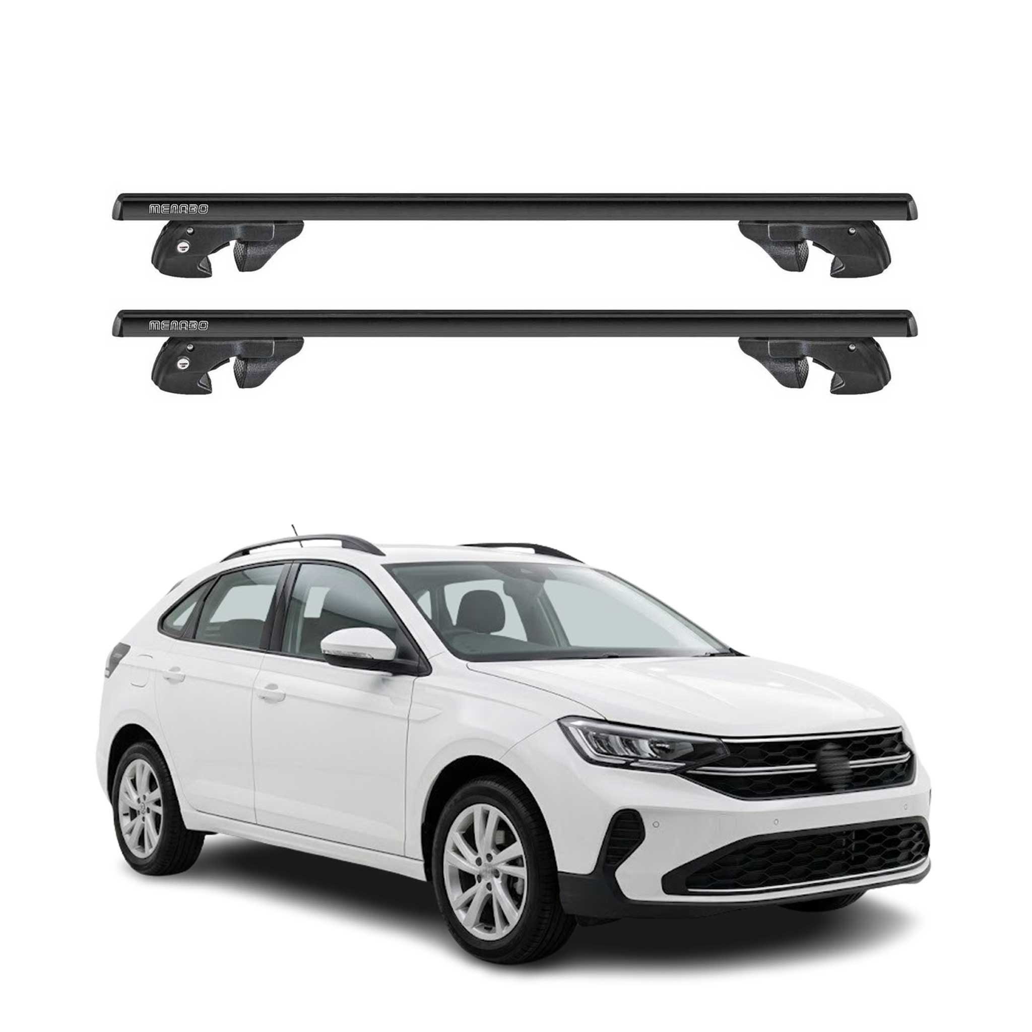 OMAC Dachträger Dachträger für VW Taigo 2021-2026 Aluminium 90kg TÜV Schwarz 2tlg (2-St), Wasserbeständig,Abnehmbar,Multifunktional,Leichtgewichtig