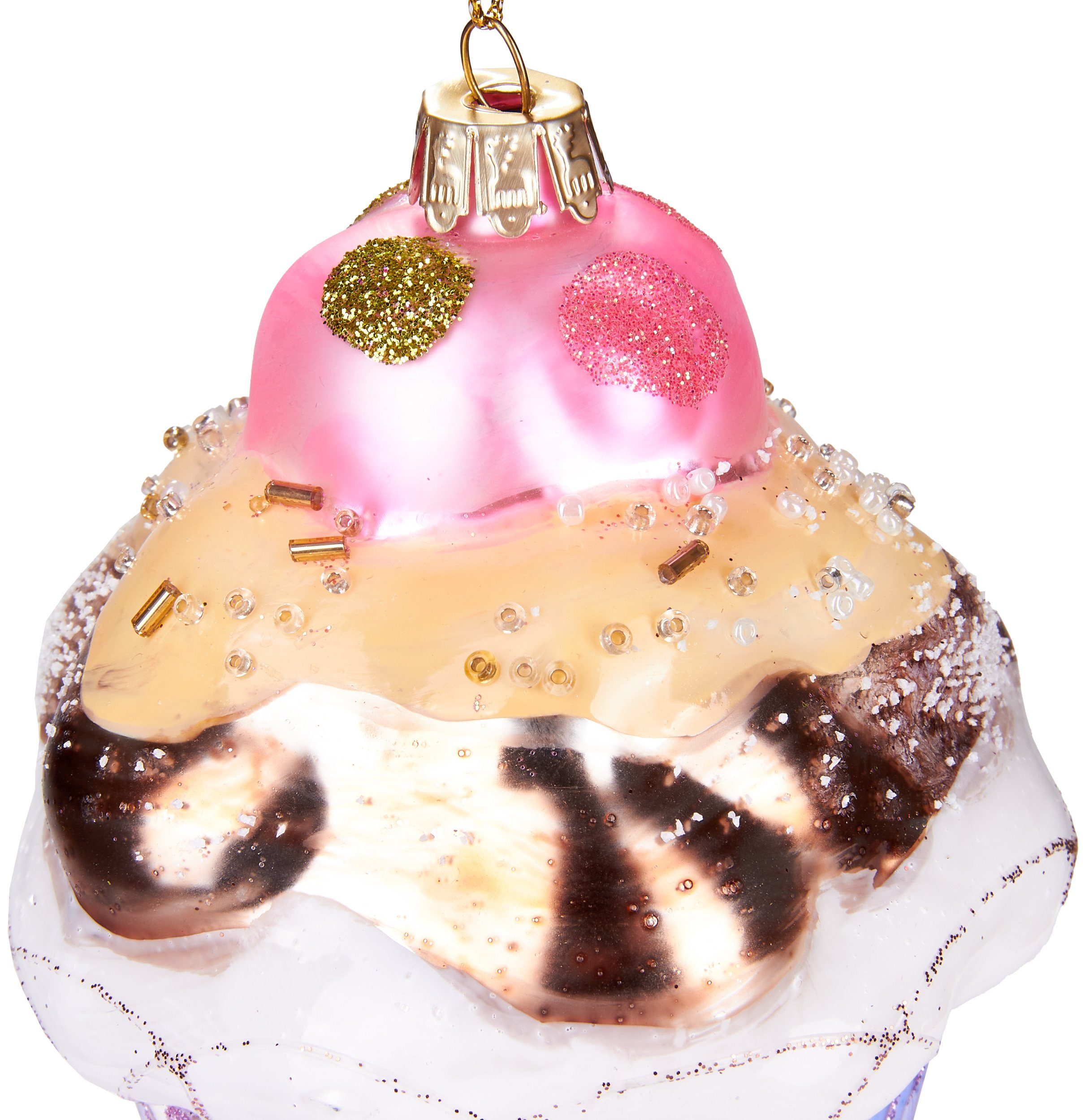 cm handbemalt Leckerer 13 Weihnachtskugel Weihnachtsdekoration Cupcake, aus kulinarische Glas, - Mundgeblasene Christbaumschmuck BRUBAKER