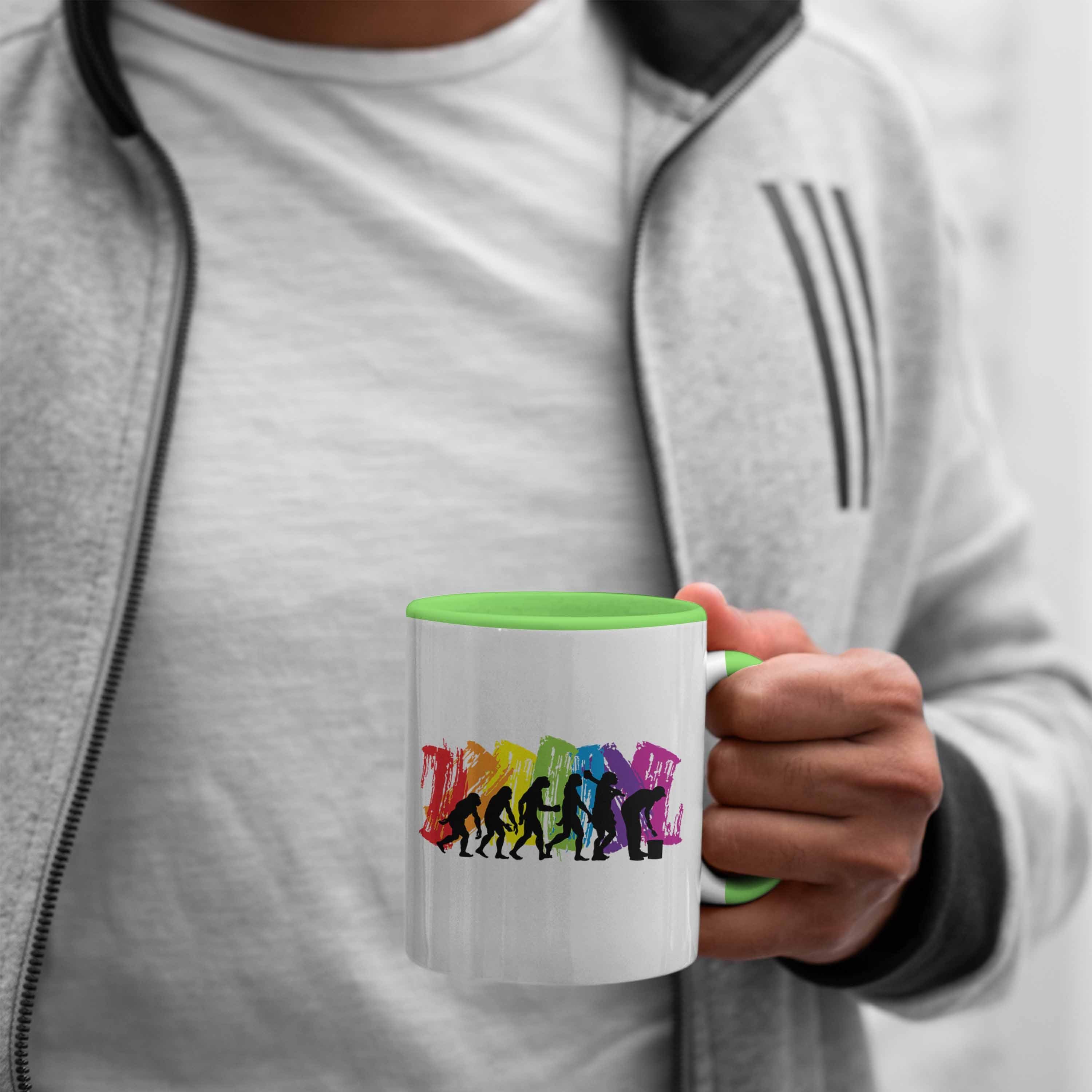 Lustig Geschenk Grün Malermeis Maler Evolution Tasse Anstreicher Tasse Job Trendation Männer